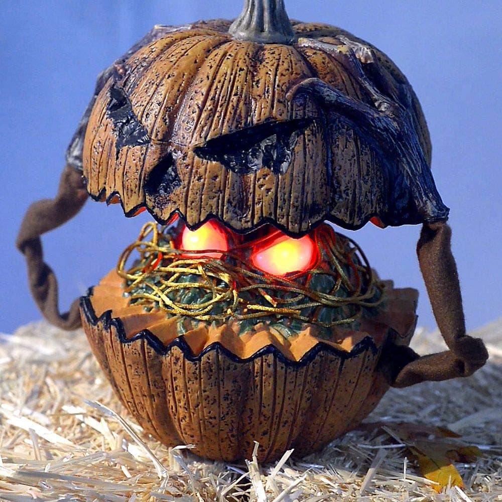 Animated Pop-Up Jack-o'-Lantern Halloween Decoration and Prop, 11 3/4" W x 9" L x 10 1/4" H, by Tekky Toys