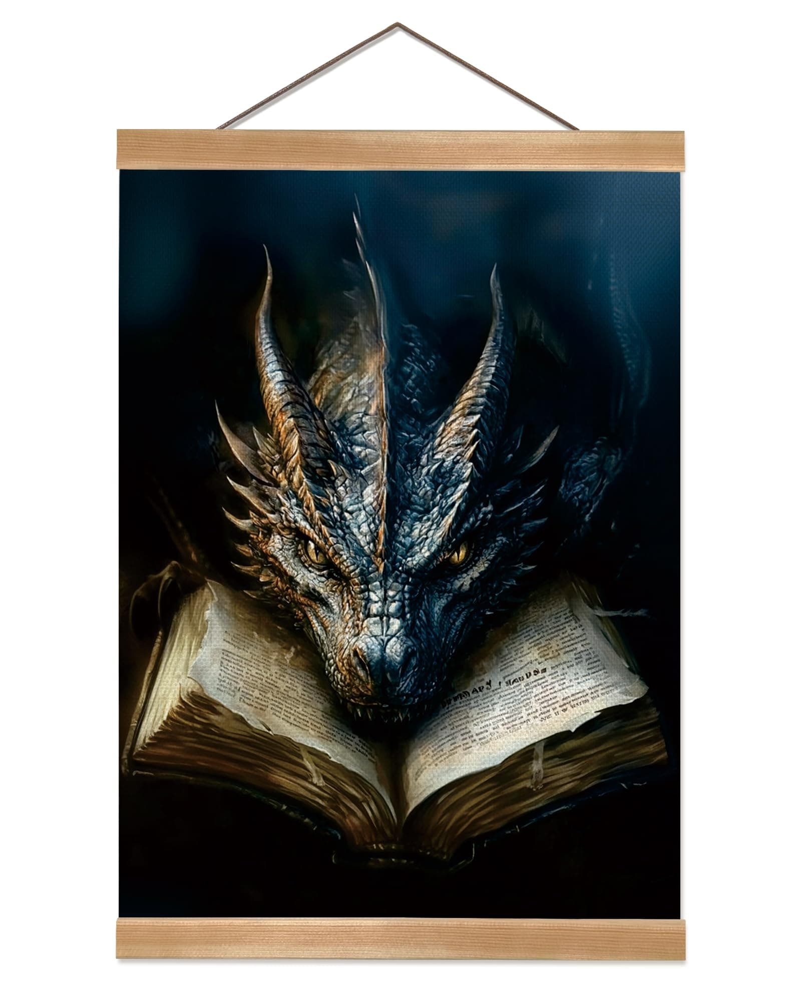 ZTGDA Book Dragon Wall Art,Dark Academia Vintage Poster, Gothic Canvas Print for Book Lovers, Fantasy Wall Decor for Bedroom, Library or Office, Mysterious Bookworm Gift(dragon)
