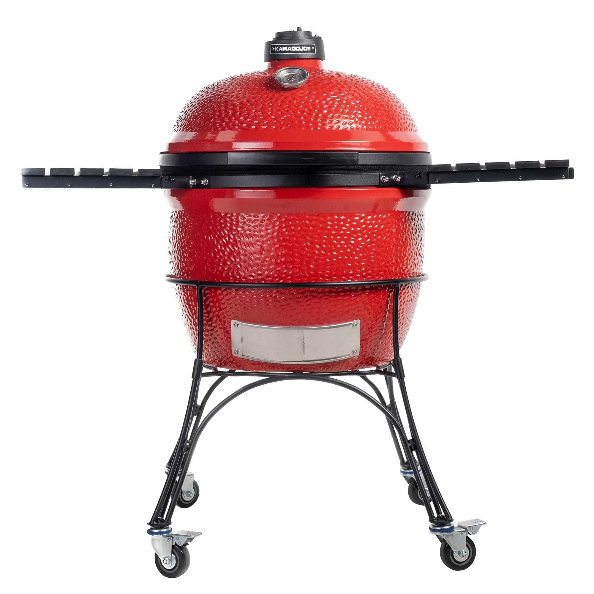 Kamado Joe Big Joe Series I 24-inch Ceramic Charcoal Grill and Smoker with Cart, Side Shelves, Stainless Steel Grates and 450 Cooking Square Inches in Red, Model BJ24Rh Big Joe I