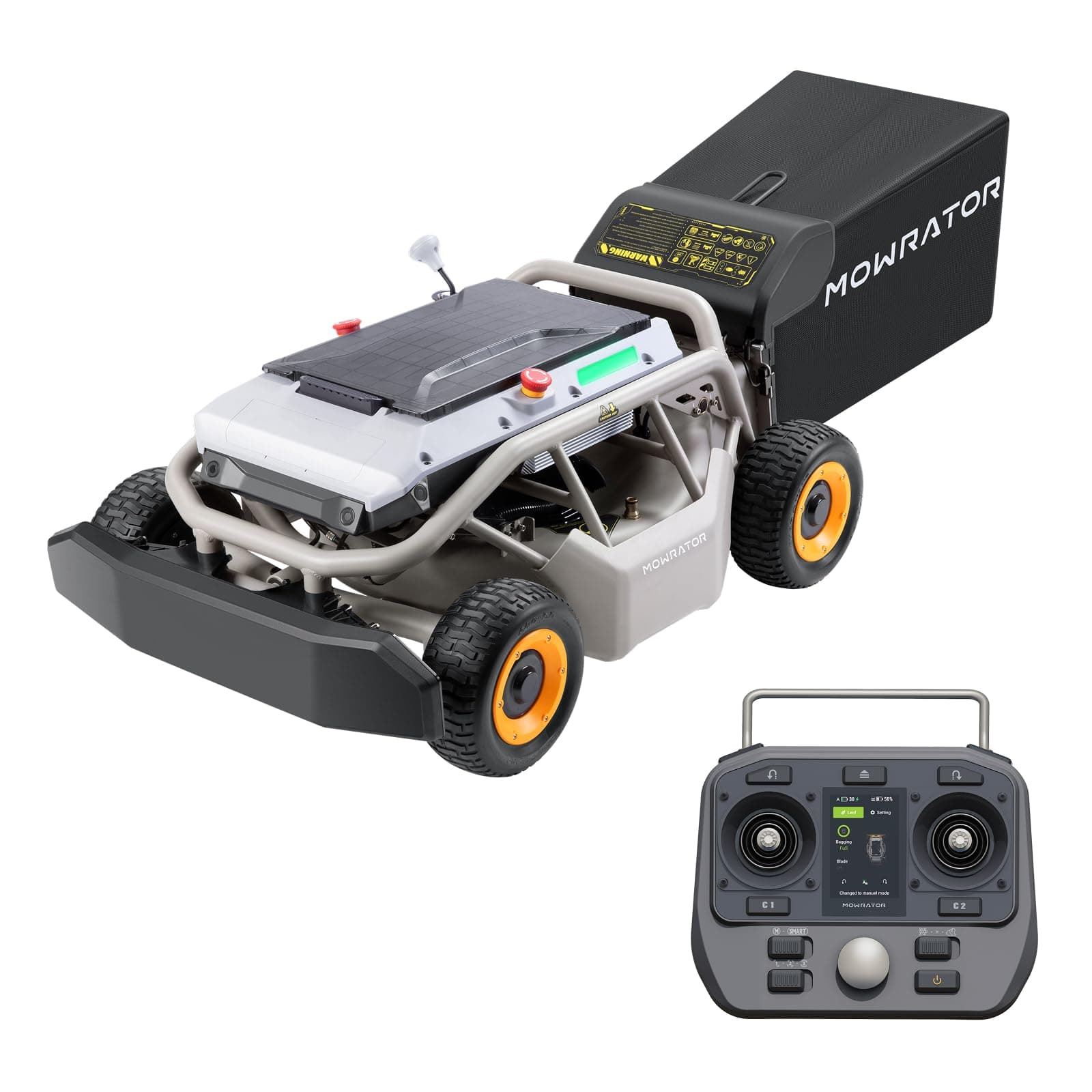 Remote Control Lawn Mower S1 4WD 56V18Ah, Multi-Functions RC Lawn Mower with 1.5-4.3 Inch Cutting Height 21 Inch Real Blade for 75% Slope(37°) with Mowing 1.12 Acres