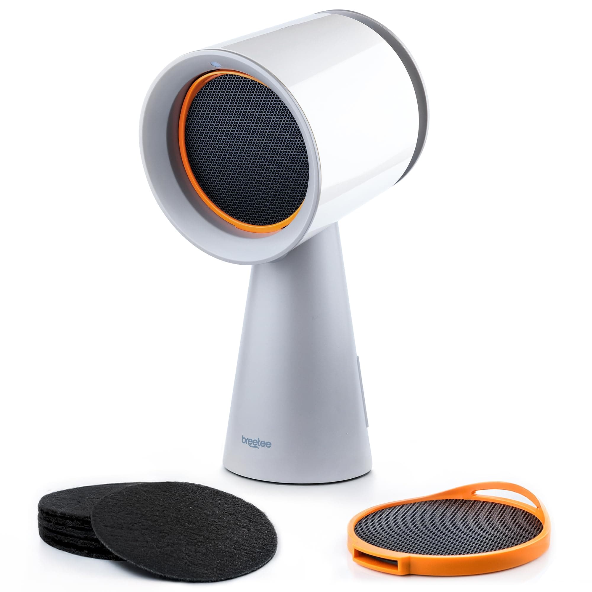 BREETEE Portable Range Hood Kitchen–5-Layer Filter Compact Desktop Exhaust Fan, Powerful 3-Speed Smoke Removal, Low Noise Countertop Range Hood, Oil Cup, for Apartments, Dorm, RV, Indoor BBQ–Off-white