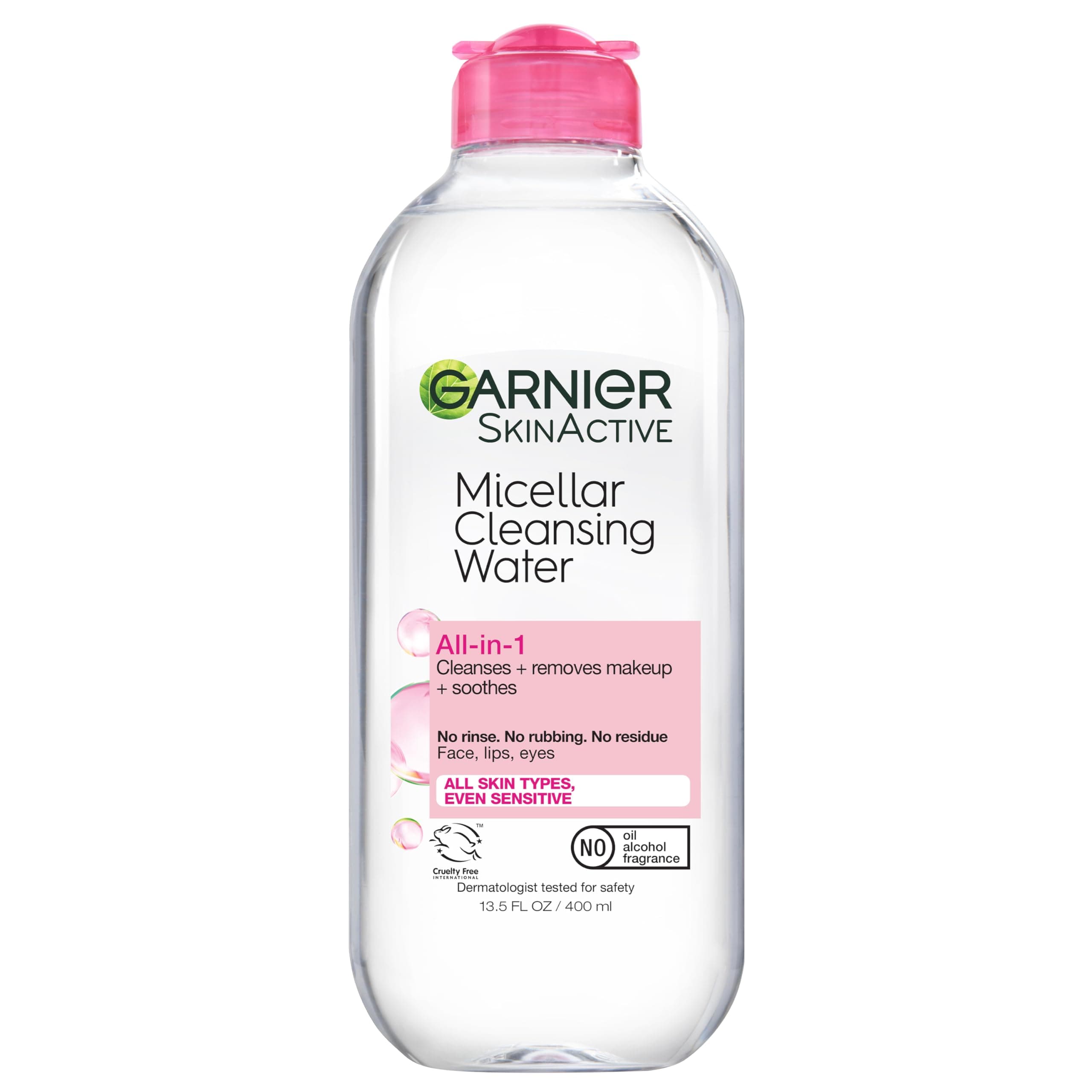 Garnier Micellar Water, Hydrating Facial Cleanser & Makeup Remover, Suitable for Sensitive Skin, Vegan, Cruelty Free, 13.5 Fl Oz (400mL), 1 Count Unscented 13.5 Fl Oz (Pack of 1)