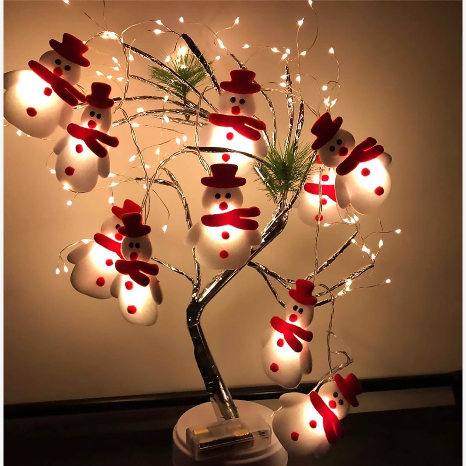 ZAUGONTW Christmas Snowman String Lights - 10 LEDs 5.4ft Waterproof Light Up String Lights, Short Plush Light for Christmas Decorations (Battery Operated)