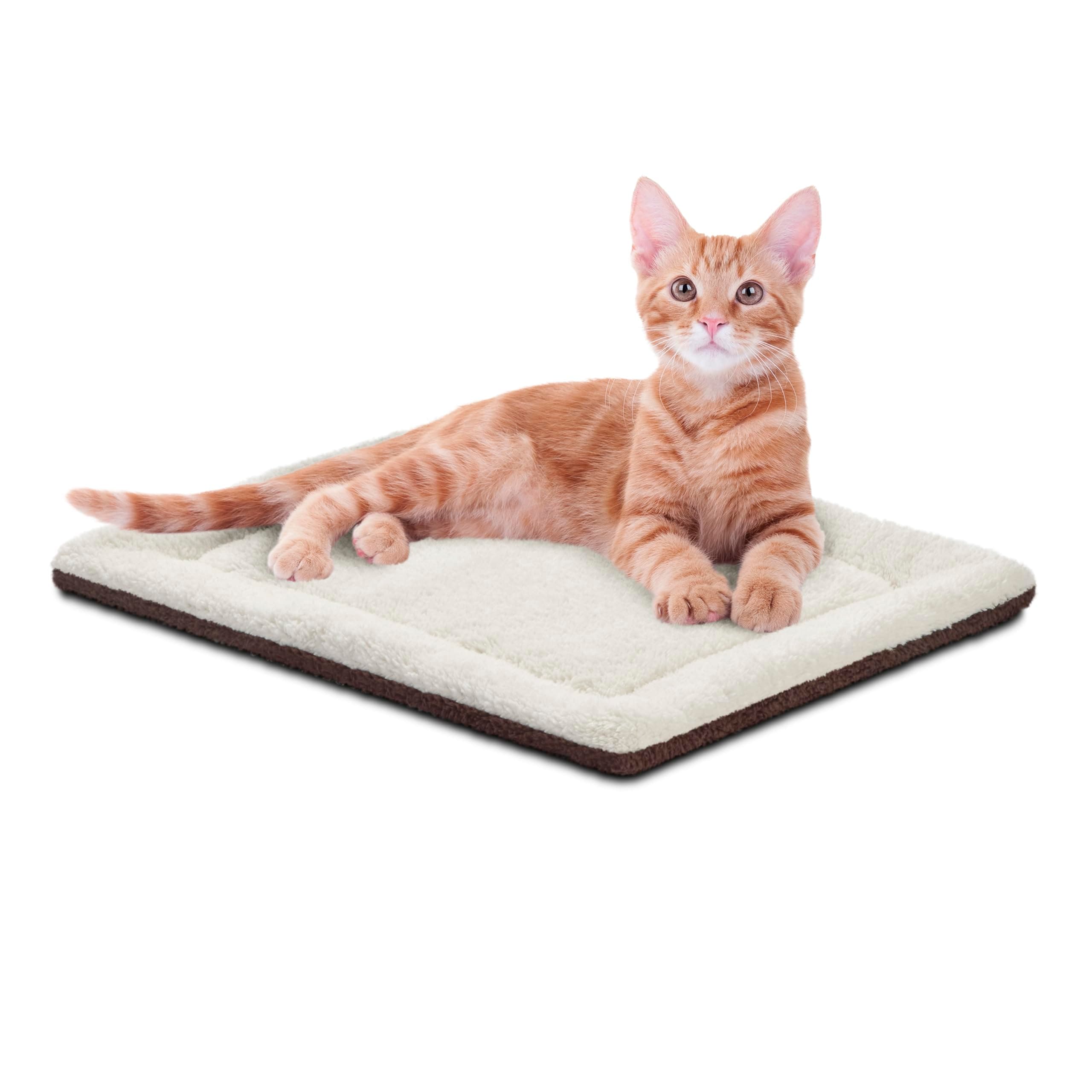 K&H PET PRODUCTS Self-Warming Cat Bed Pad, Self Heating Pad for Outdoor Cat Houses, Warming Mat for Indoor Pet Beds & Furniture, Reversible Blanket, Washable - Small 21 X 17in Oatmeal/Chocolate 21 X 17 Inches Recyclable Box Oatmeal/Chocolate
