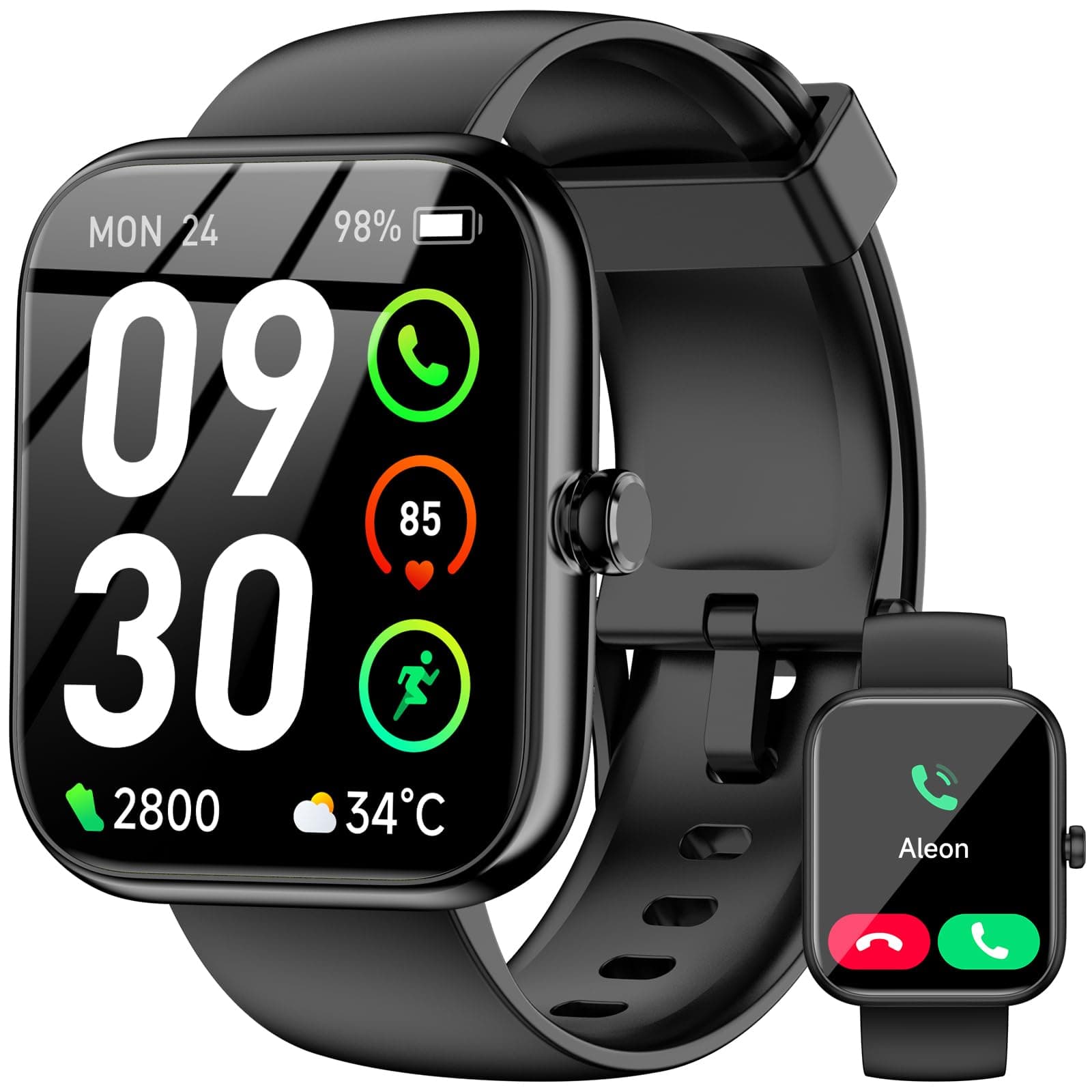 Smart Watch with Alexa Built-in, 1.83" HD Touchscreen Fitness Tracker, Bluetooth Notifications/Calls, IP68 Waterproof, 120+ Sport Modes, 24/7 Heart Rate & Sleep Monitor for iPhone Android iOS (Black)