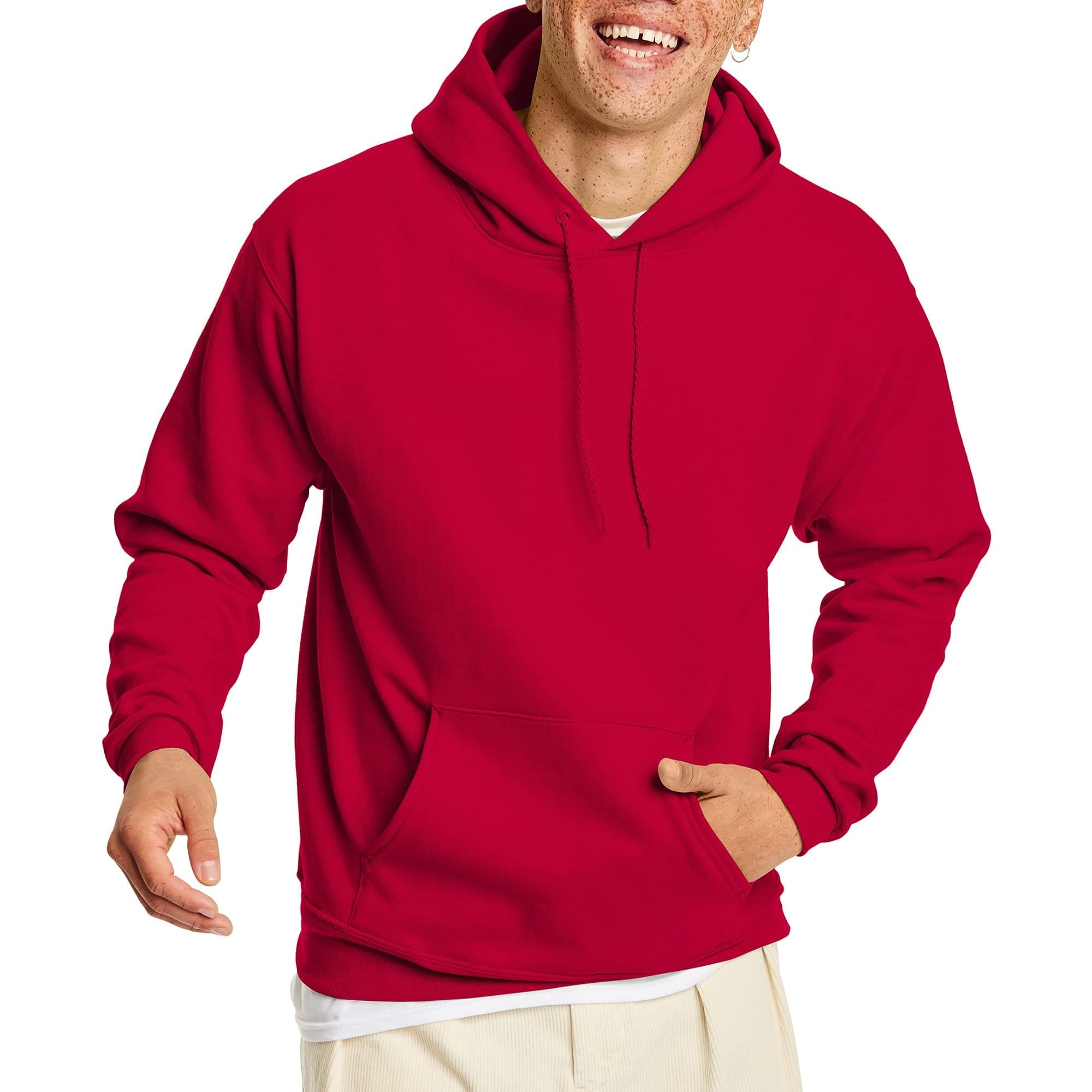 Hanes Men's EcoSmart Fleece Hoodie Sweatshirt X-Large Deep Red