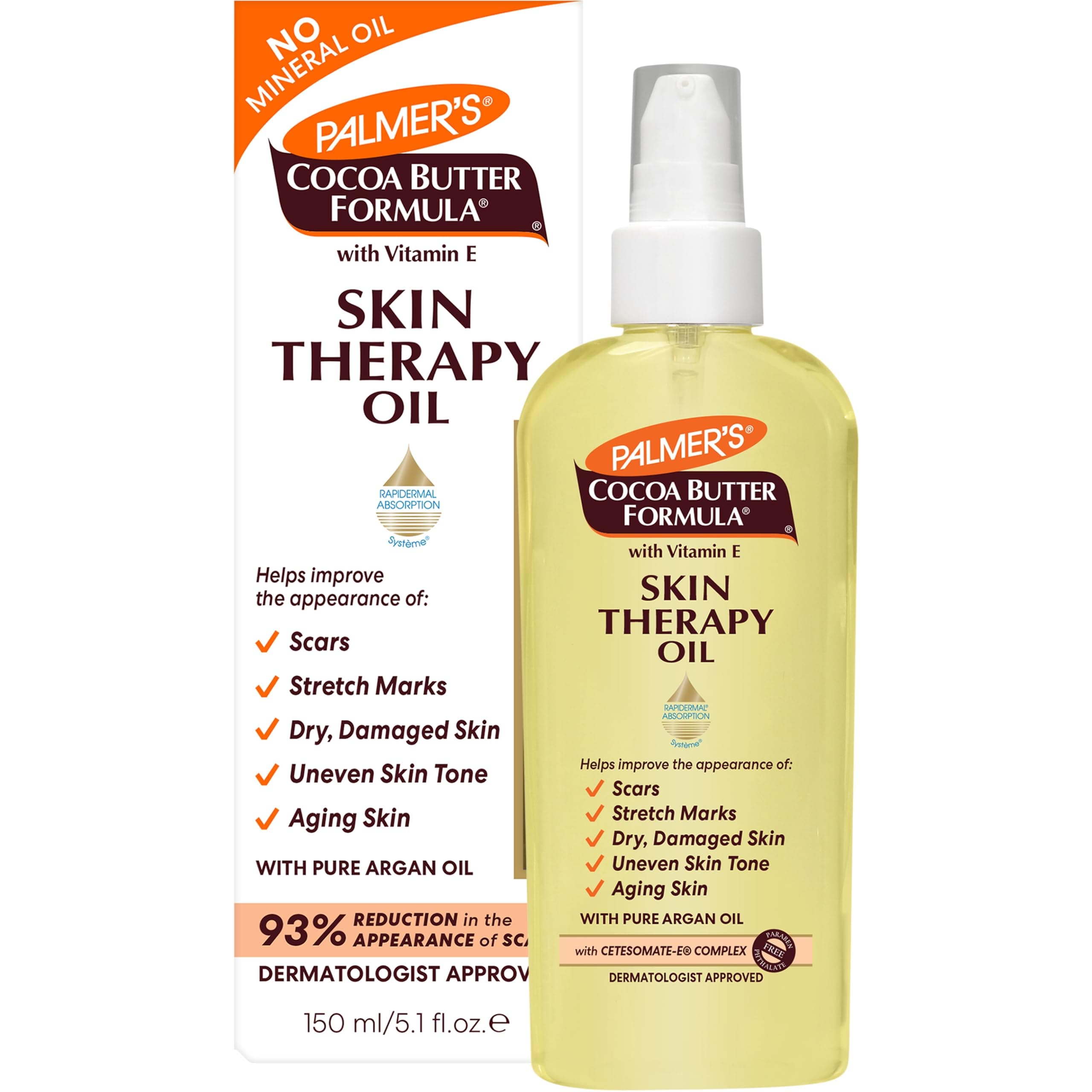 Palmer's Cocoa Butter Formula Skin Therapy Moisturizing Body Oil with Vitamin E & Pure Argan Oil, Deep Body Moisturizer for Dry, Damaged Skin, 5.1 Ounces Original 5.1 Fl Oz (Pack of 1)