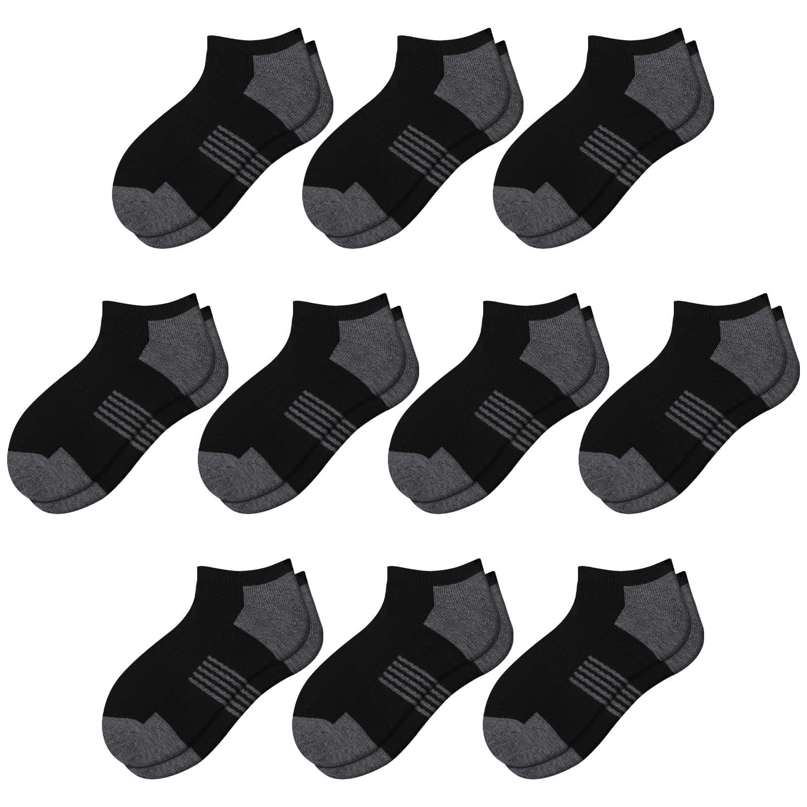 Comfoex 10 Pairs Boys Socks Low Cut Ankle Socks For Kids 8-10 4-6 6-8 Years Old Short Athletic Socks With Cushioned Sole 7-10 Years Black 10 Pairs
