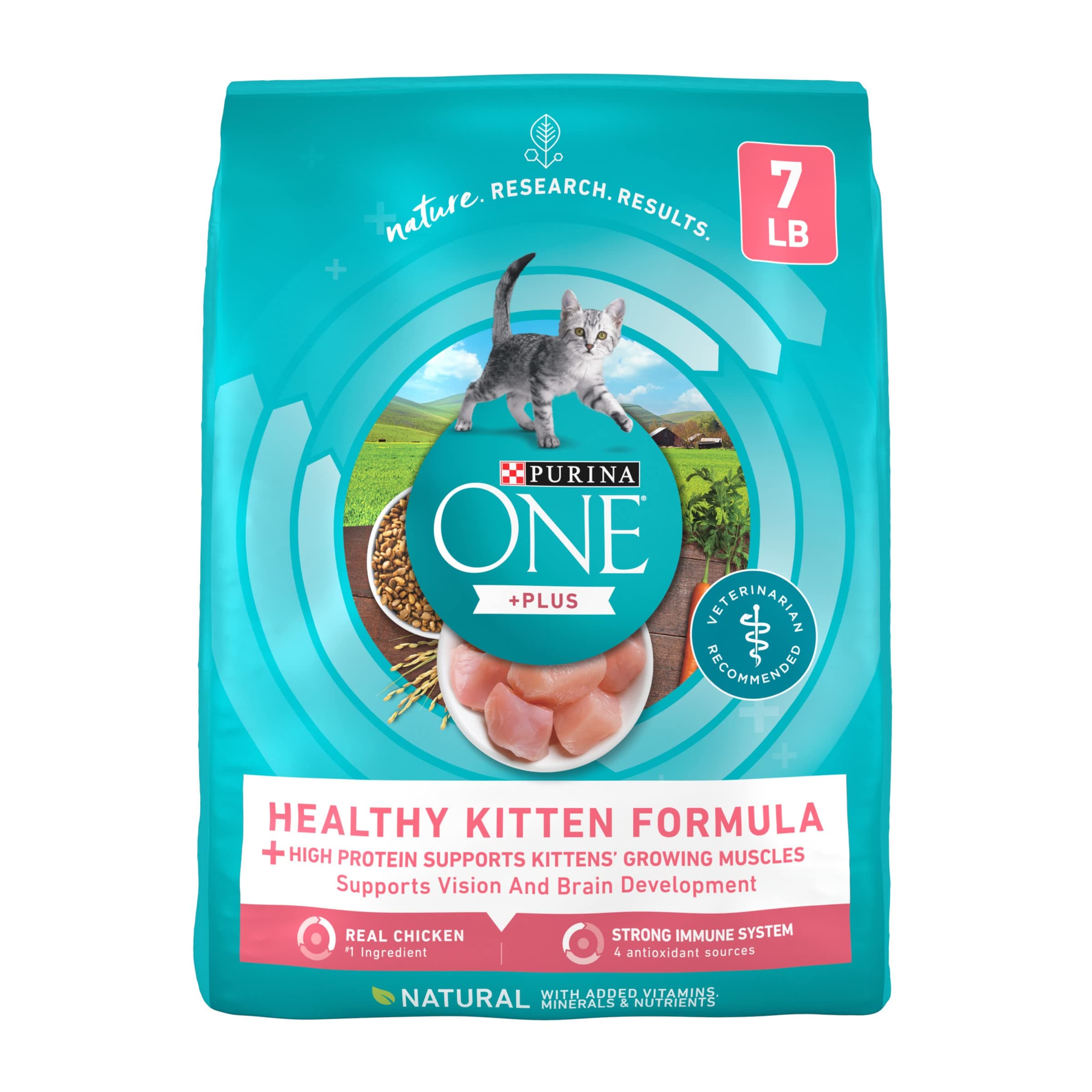 Purina ONE High Protein, Natural Dry Kitten Food, +Plus Healthy Kitten Formula - 7 lb. Bag Chicken 7 Pound (Pack of 1)