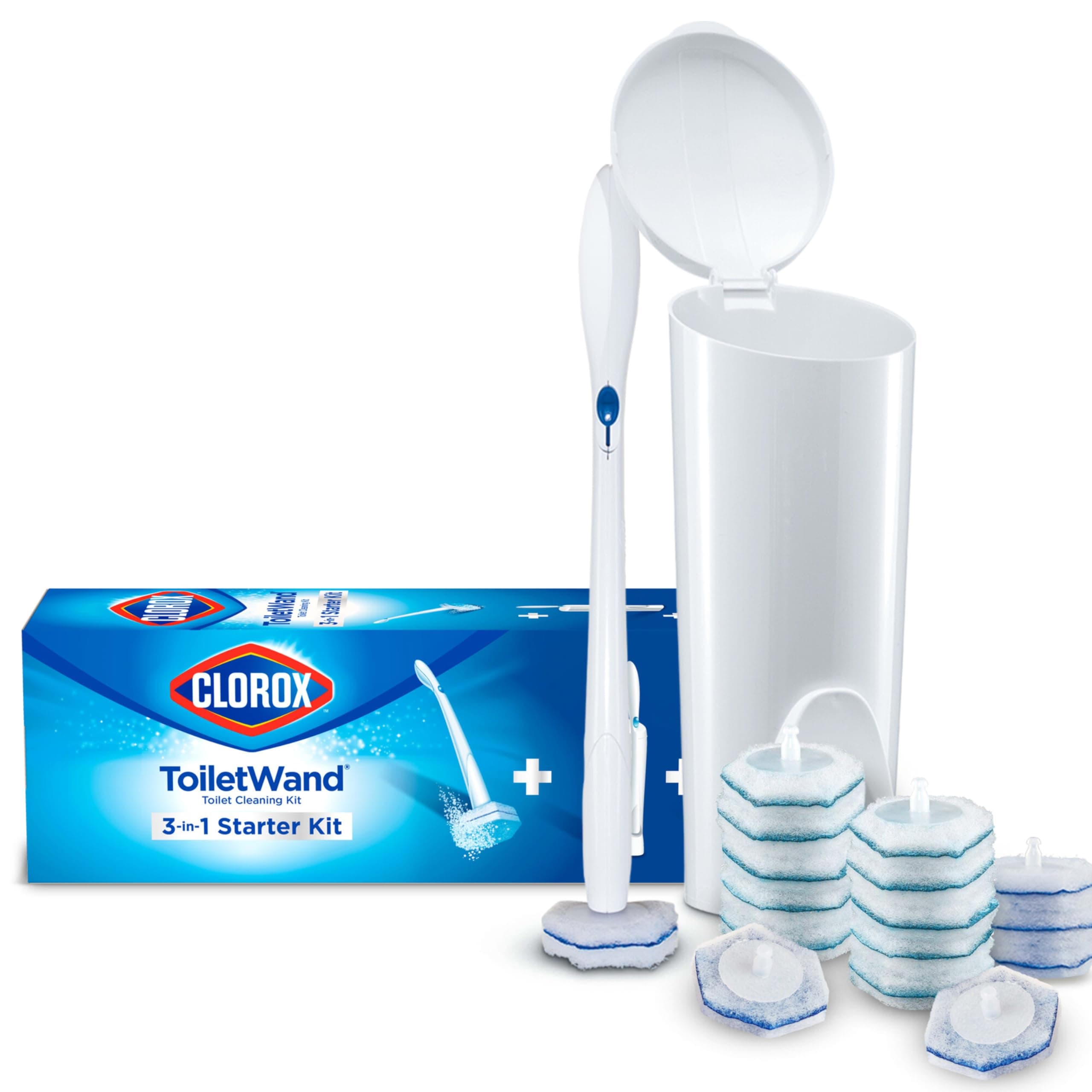 CLOROX ToiletWand Toilet Bowl Cleaner- Toilet Brush, Storage Caddy and 16 Disinfecting Refill Heads 1 Count (Pack of 1)