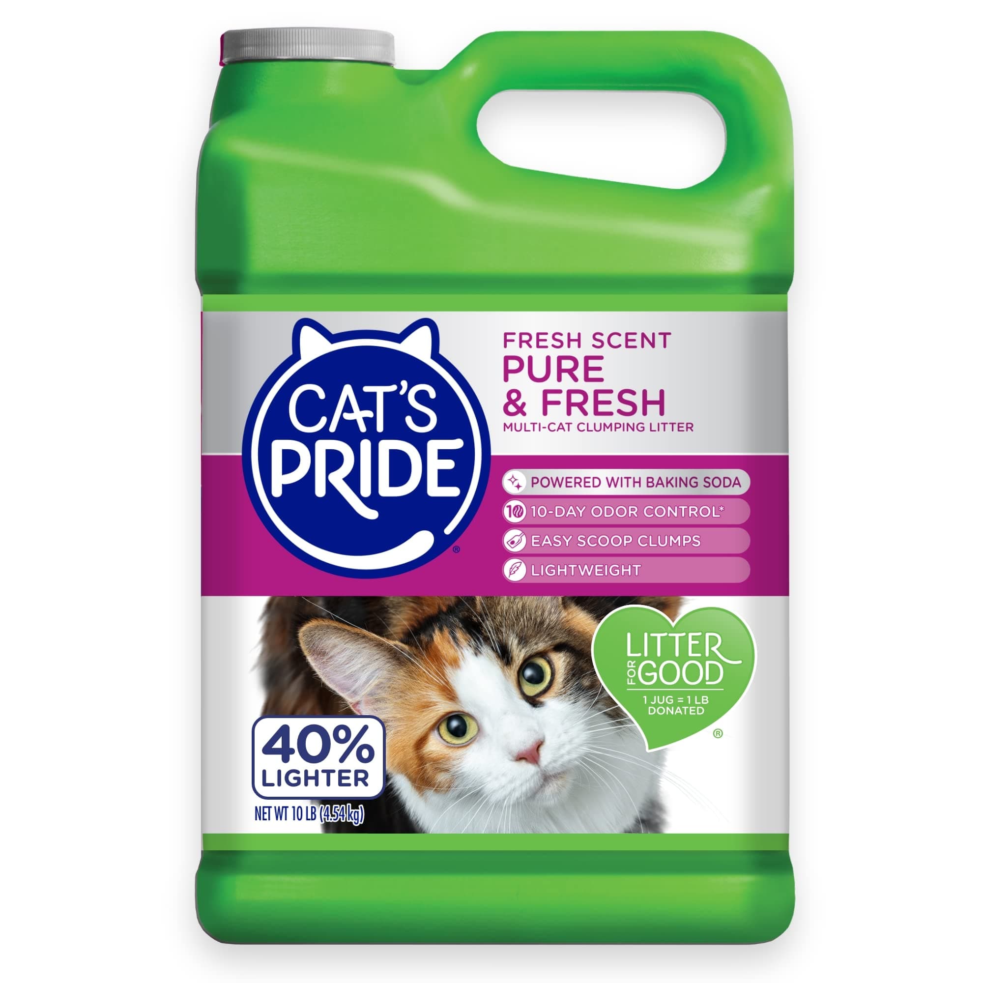 Cat's Pride Premium Lightweight Clumping Litter: Pure & Fresh - Up to 10 Days of Powerful Odor Control - Multi-Cat, Scented, 10 Pounds Fresh Scent 10 Pound (Pack of 1)