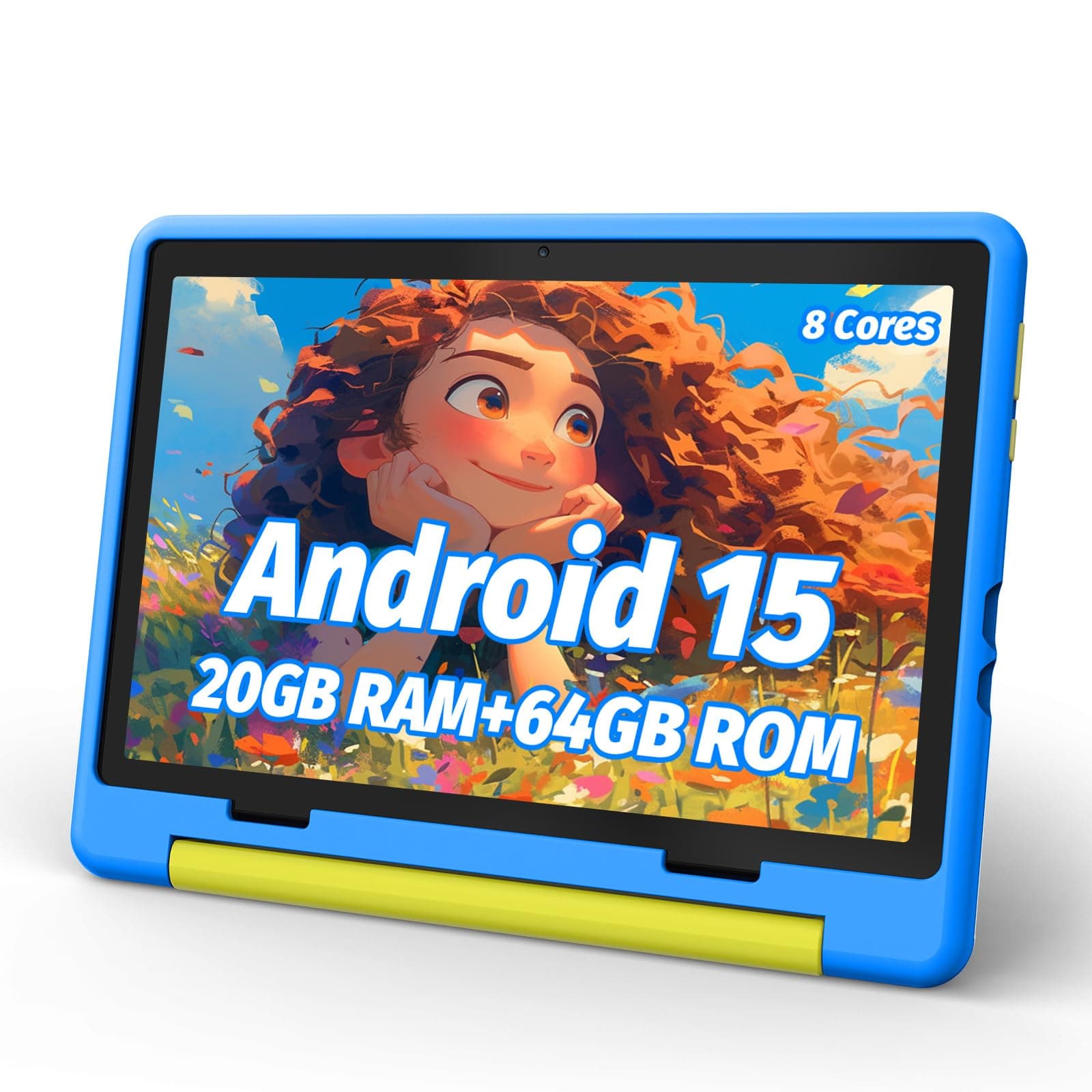 Tableta para Niños, Tableta Android 15 para Niños de 10 pulgadas Octa-Core con Funda, 64GB Tarjeta TF Expandible de 1TB para Niños Pequeños, Control Parental, Doble Cámara, WiFi, Regalo