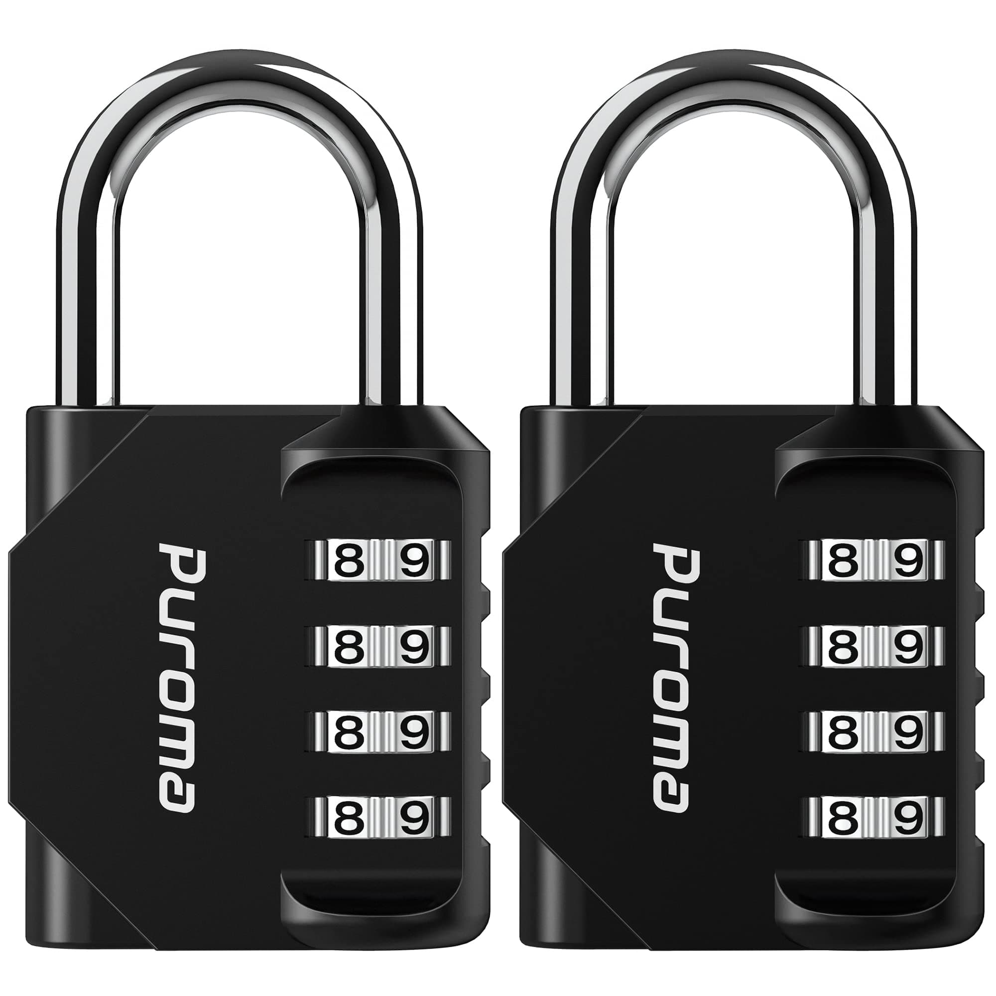 Puroma 2 Pack Combination Lock for Locker 4 Digit Outdoor Waterproof Padlock for School, Gym, Sports, Fence, Toolbox, Gate, Case, Outdoor, Hasp Storage (Black) 2 Black