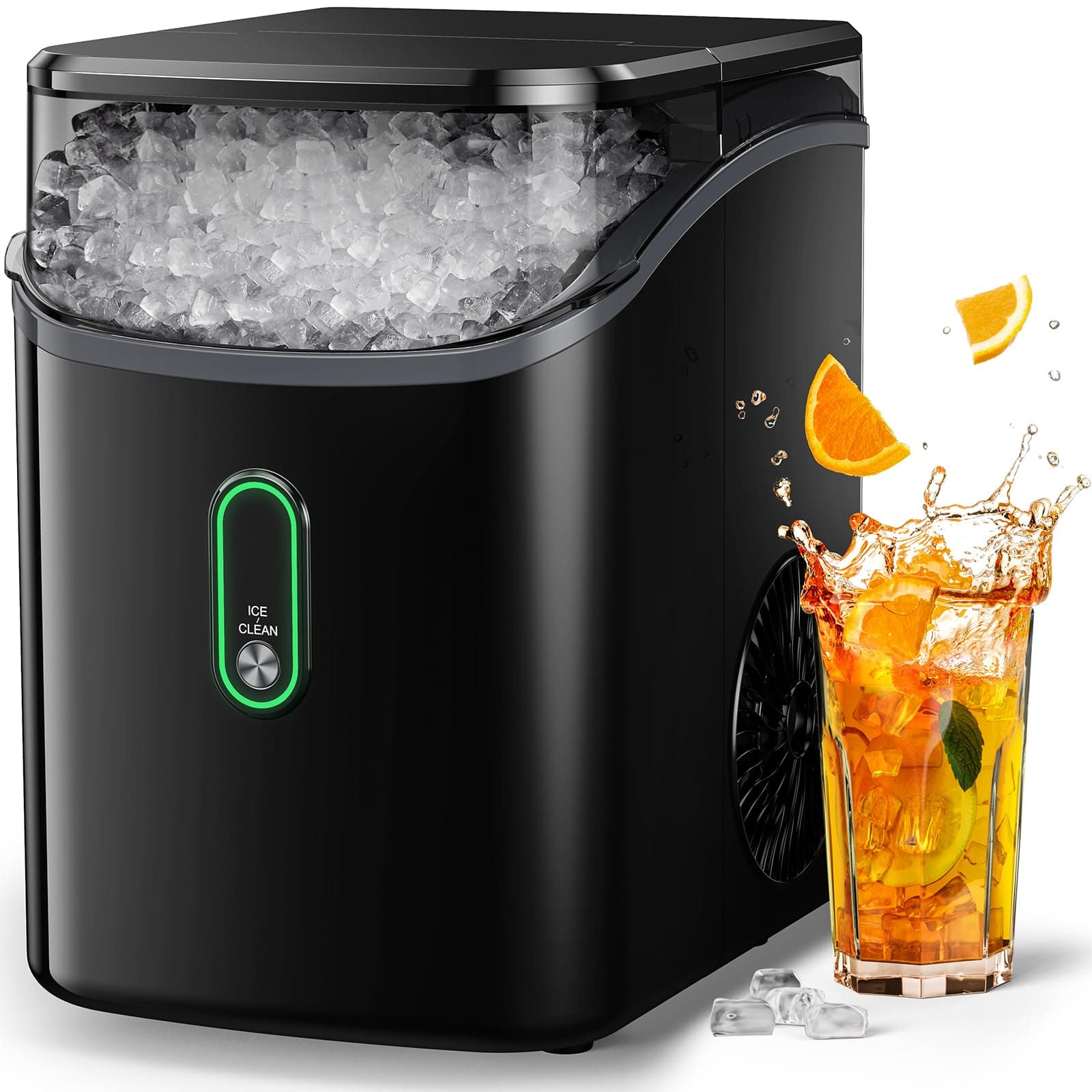 Silonn Nugget Ice Maker Countertop, Pebble Ice Maker with Soft Chewable Ice, One-Click Operation Ice Machine with Self-Cleaning, 33lbs/24H for Home,Kitchen,Office Black 33lbs