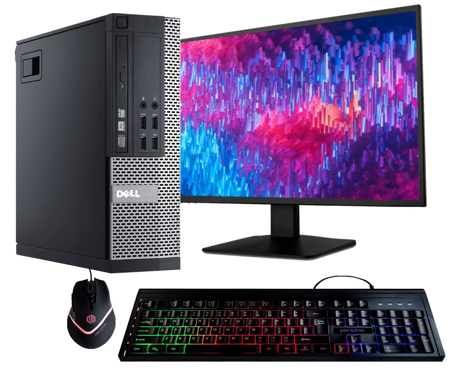 Dell Optiplex 9020 Desktop Computer PC, Intel Quad-Core i5, 500GB HDD Storage, 8GB DDR3 RAM, WiFi, 20 in Monitor, RGB Productivity Bundle, Windows 11 Pro (Renewed) Windows 10 (end of life)