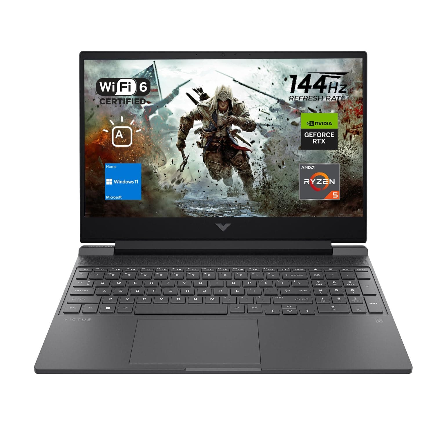 HP Victus 15 Gaming Laptop, 15.6" FHD 144Hz Display, AMD Ryzen 5 7535HS, 16GB DDR5 RAM, 512GB PCIe M.2 SSD, NVIDIA GeForce RTX 2050, HDMI, Webcam, Backlit Keyboard, Wi-Fi 6, Windows 11 Home, Silver 16GB RAM | 512GB SSD