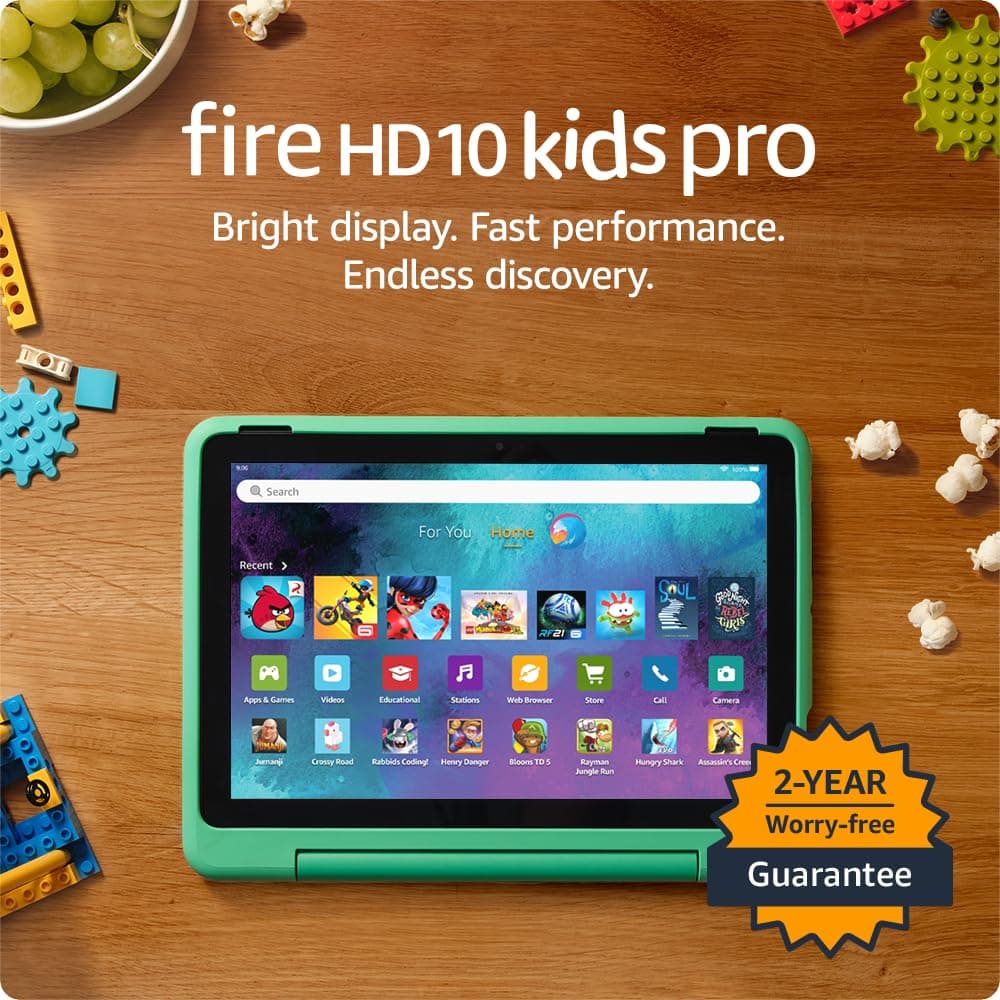 Amazon Fire HD 10 Kids Pro tablet (newest model) ages 6-12 | Bright 10.1" HD screen | Slim case for older kids, ad-free content, parental controls, 13-hr battery, 32 GB, Mint Mint Amazon Fire HD 10 Kids Pro (Standalone)