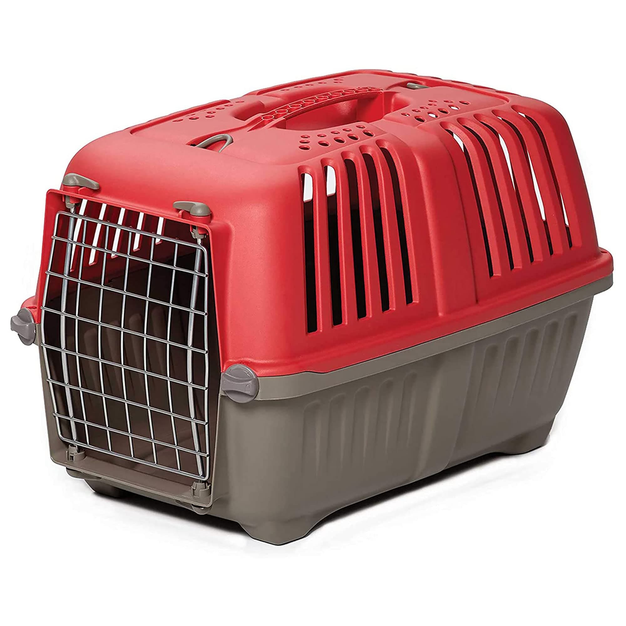MidWest Homes for Pets Spree Travel Carrier – Hard-Sided Dog & Cat Carrier, Small Pet Travel Crate with Handle, Ventilated Design, Easy Assembly, 22-Inch, Red Red 21.9"L x 13.6"W x 14.1"H