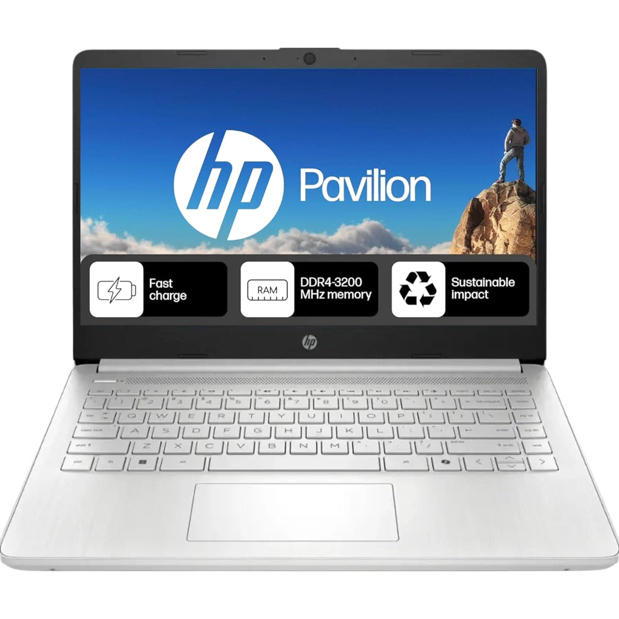HP Everyday Laptop | Office 365 | Intel Quad-Core Processor | 11.5 HRs Battery | 1TB Cloud Storage with 64GB SSD, 8GB RAM | Copilot AI Windows 11 w/o Mouse White