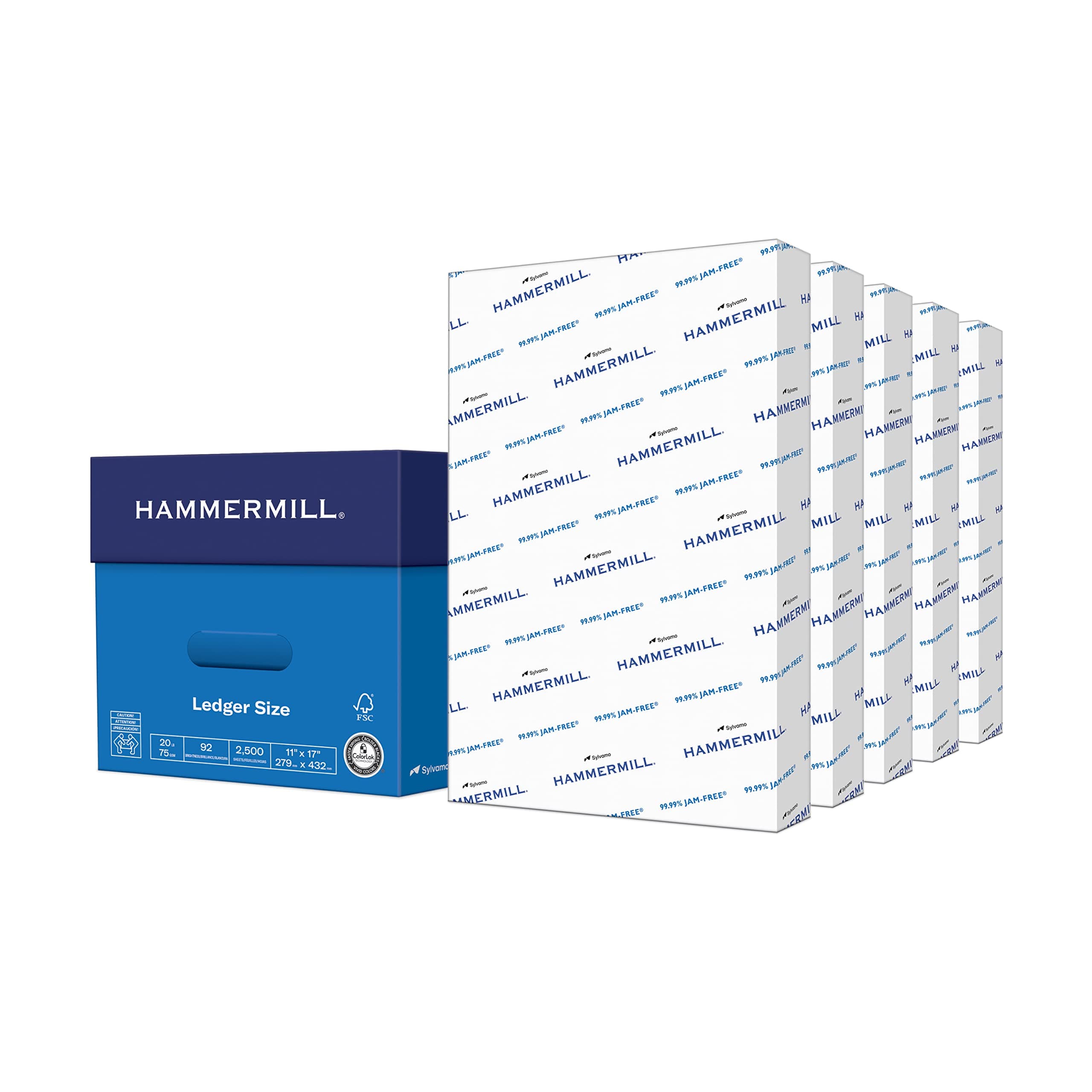 Hammermill Printer Paper, 20 lb Copy Paper, 11 x 17 - 5 Ream (2,500 Sheets) - 92 Bright, Made in the USA, 105023C 11x17 | 5 Ream | 2500 Sheets Ledger (11 x 17)