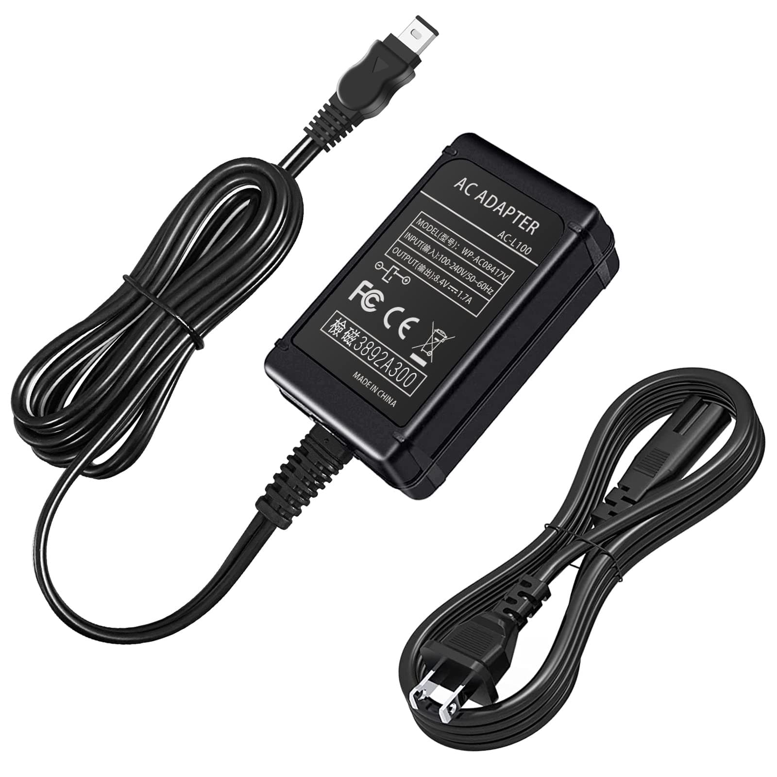TKDY AC-L100 for Sony Handycam Camcorder Charger Cord Replace AC-L10A L10B L15A L15B L100A L100B L100C AC Adapter, fit for Sony Hi8 CCD- TRV128 TRV103 TRV130 TRV150 TRV108 TRV308 etc.