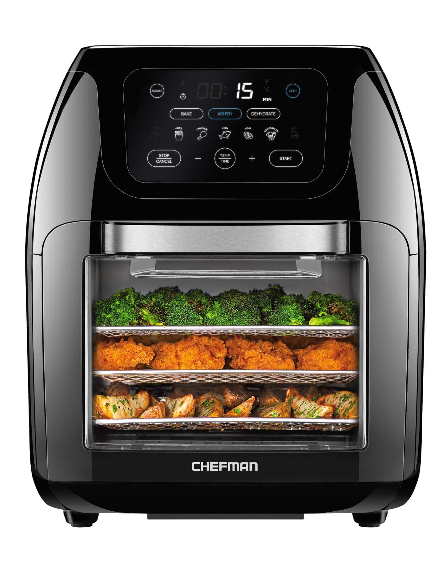 CHEFMAN Multifunctional Digital Air Fryer+ Rotisserie, Dehydrator, Convection Oven, 17 Touch Screen Presets Fry, Roast, Dehydrate, Bake, XL 10L Family Size, Auto Shutoff, Large Easy-View Window, Black 10 Quart Black