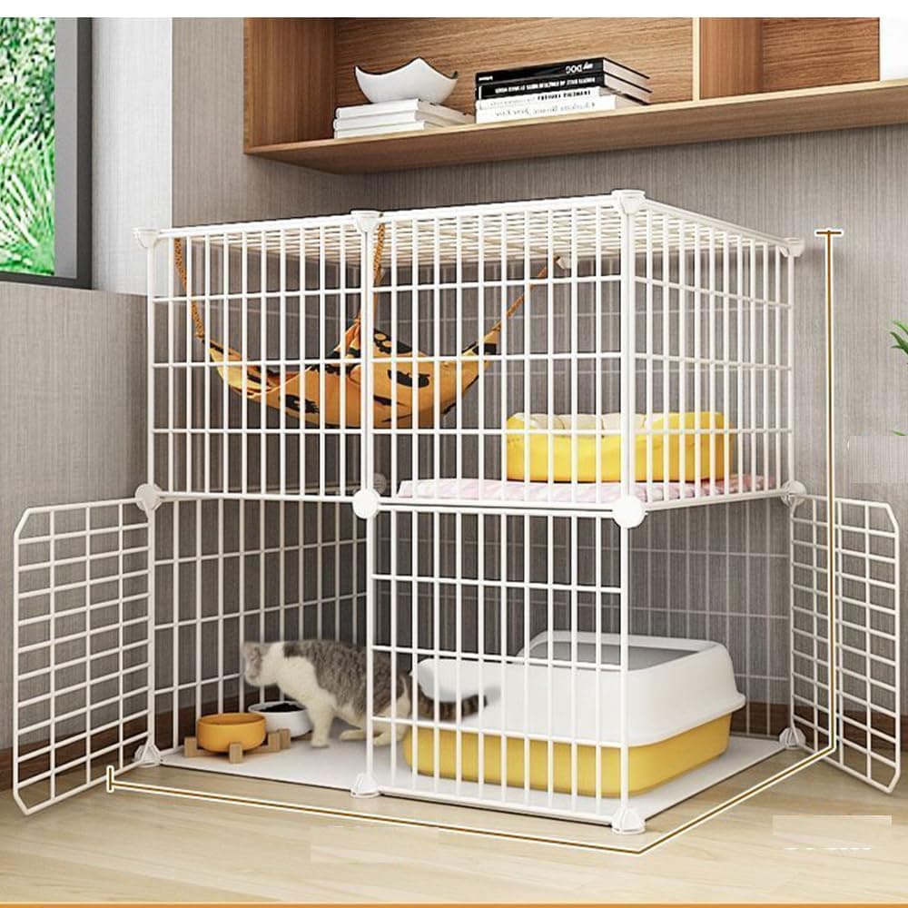 Cat Cage Indoor DIY Cat Playpen Detachable Metal Wire Kennels Indoor Cat Enclosures DIY Playpen Metal Kennel (2 Tier) 1