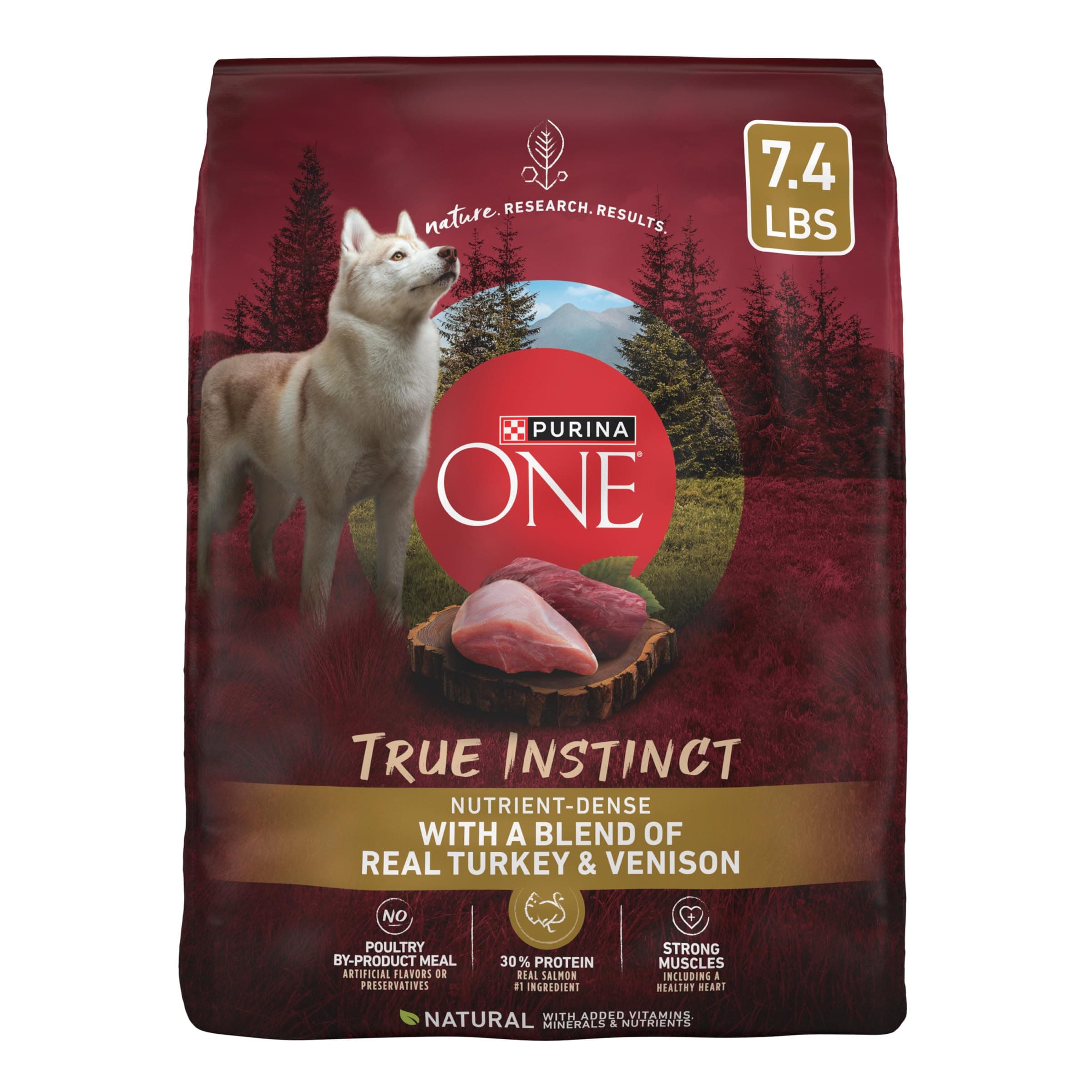 Purina ONE True Instinct With A Blend Of Real Turkey and Venison Dry Dog Food - 7.4 lb. Bag Turkey & Venison 7.4 Pound (Pack of 1)