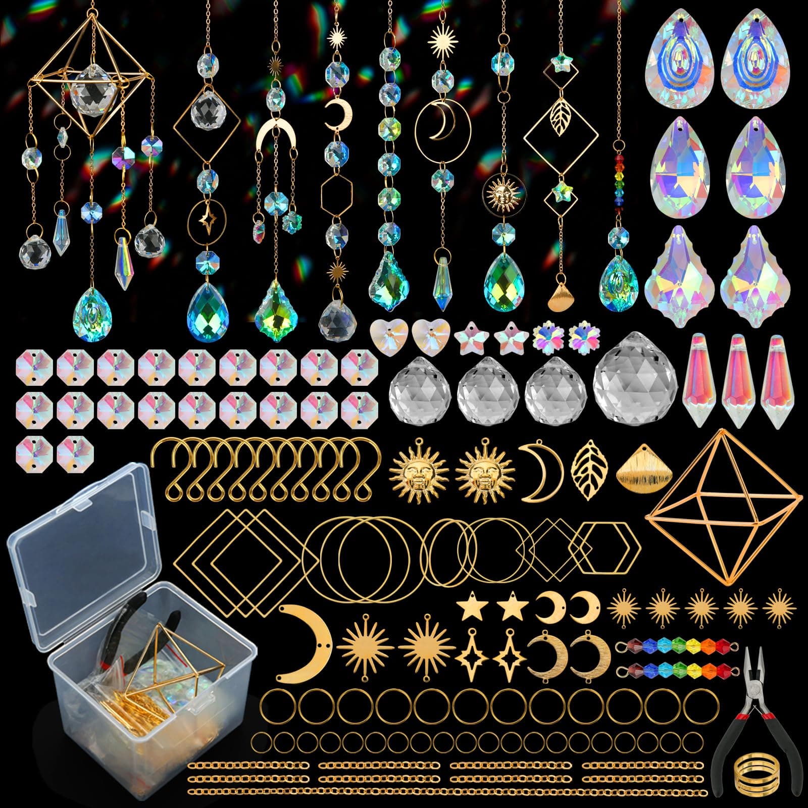 DIY Suncatchers, 400 pcs Sun Catchers Making Supplies Kit Art and Crafts for Adults Prism Hanging Decorative Suncatcher with Crystals Rainbow Maker for Indoor Windows Office Home Decor