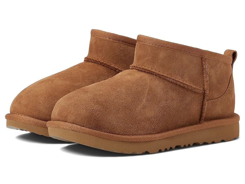 UGG Kids Classic Ultra Mini (Little Kid/Big Kid) Zapatos para Niñas Castaño : 1 Little Kid M, Suede/Shearling