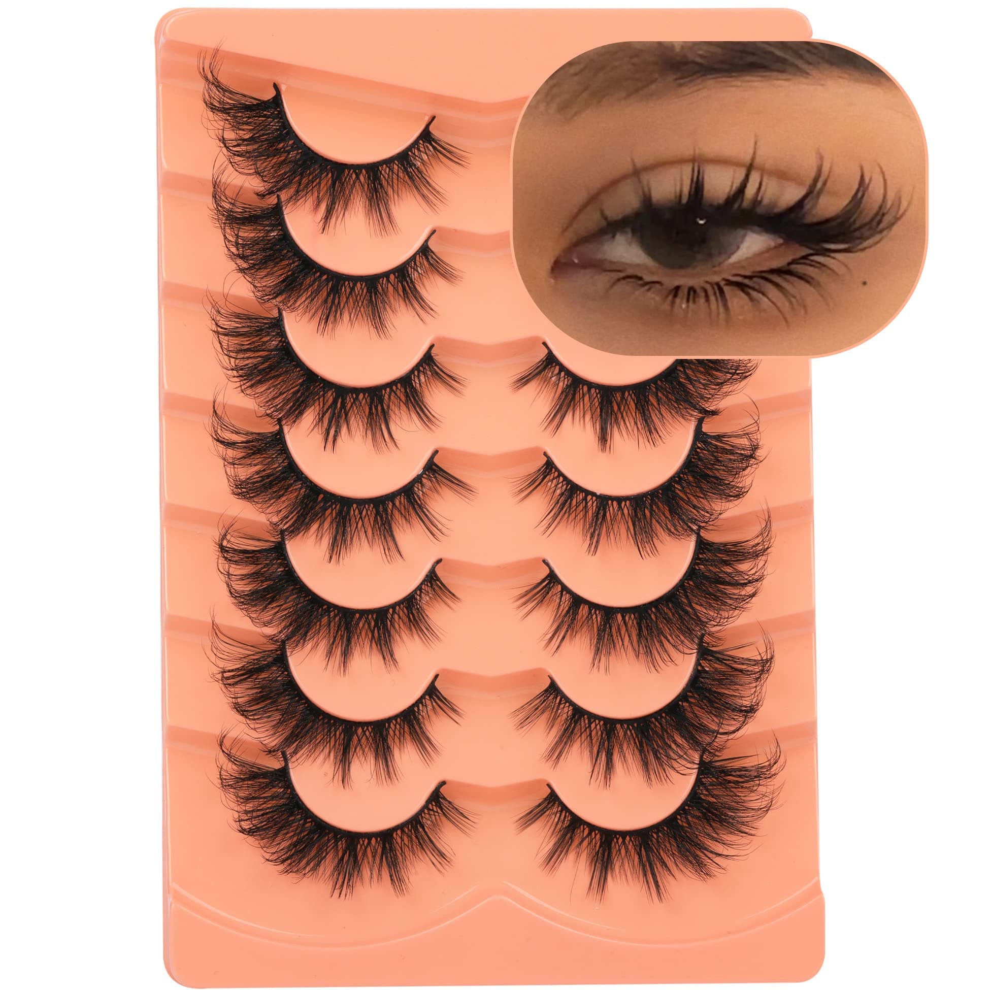 False Eyelashes Wispy Lashes Natural Look Fake Eyelashes Cat Eye Lashes Mink Fluffy Strip False Lashes Fox Eye Lashes Pack 7 Pairs ALICROWN C- Fluffy Fox Eyelashes