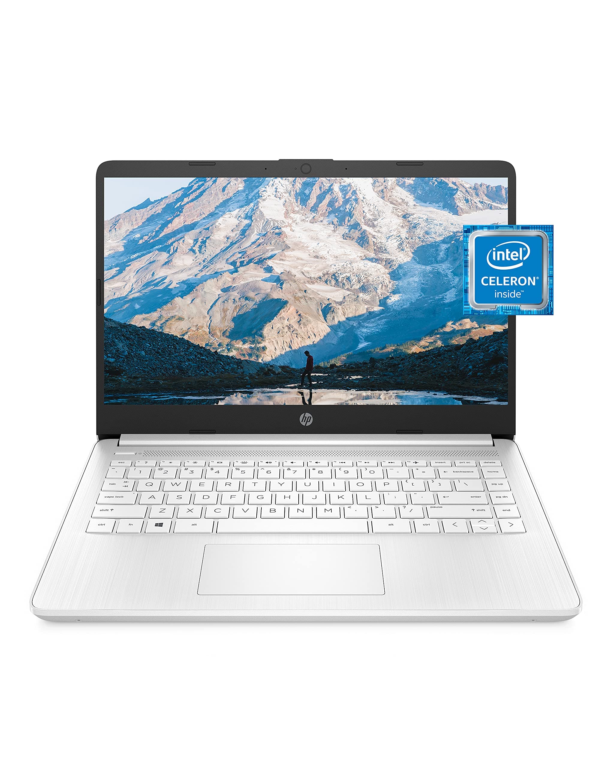 HP 14 Laptop, Intel Celeron N4020, 4 GB RAM, 64 GB Storage, 14-inch Micro-edge HD Display, Windows 11 Home, Thin & Portable, 4K Graphics, One Year of Microsoft 365 (14-dq0040nr, Snowflake White) Laptop Snowflake White