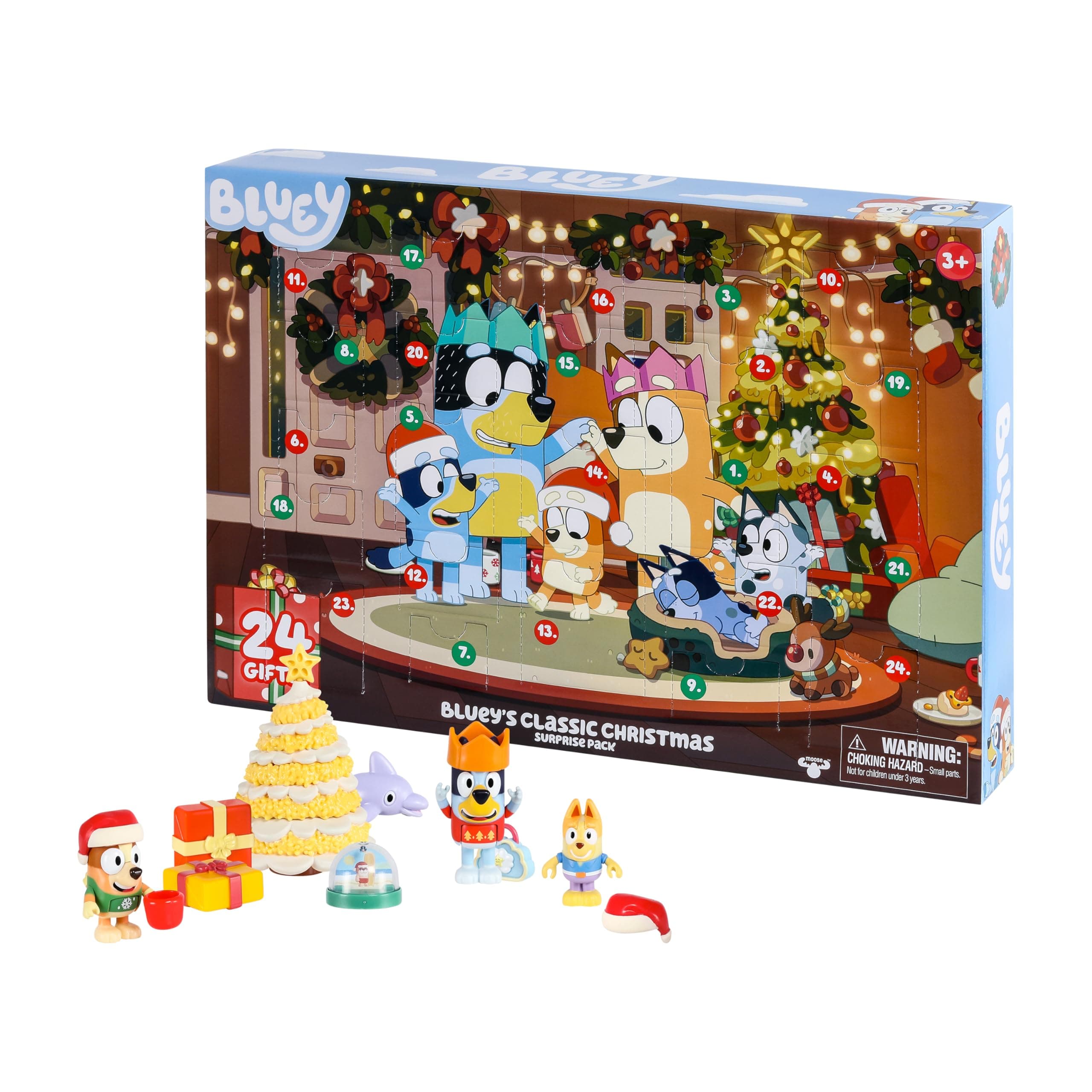 Bluey Toys for Girls and Boys, 24 Days of Surprises, Kids Advent Calendar w/Accessories, Stickers & Mini Christmas Tree Advent Calendar - Amazon Exclusive
