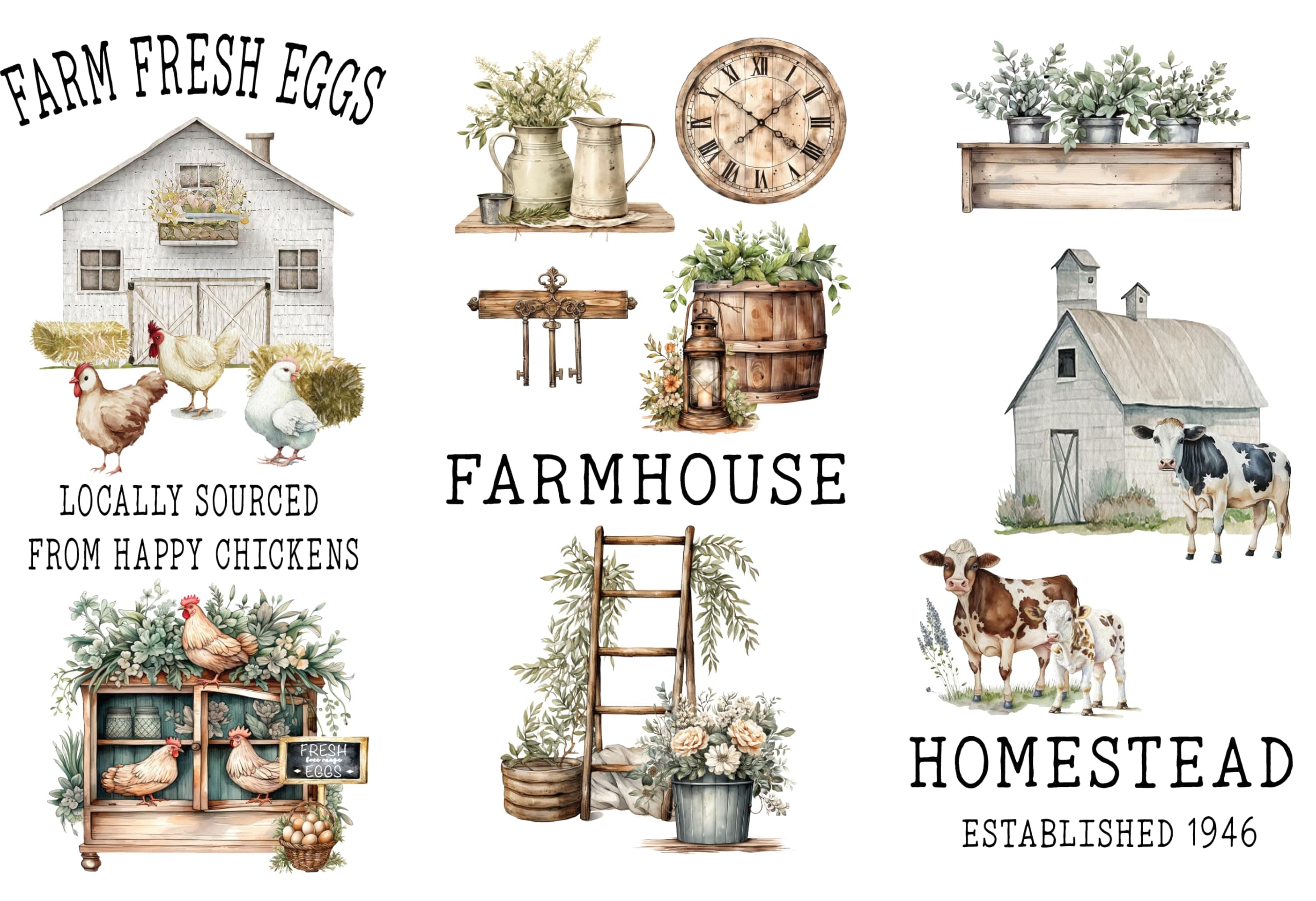 Rub on Transfers for Crafts and Furniture | 3 Design Sheets 6”x 12” | Home Decor Transfers | Furniture and Craft Decals | by Thymeless Designs (Farmhouse)