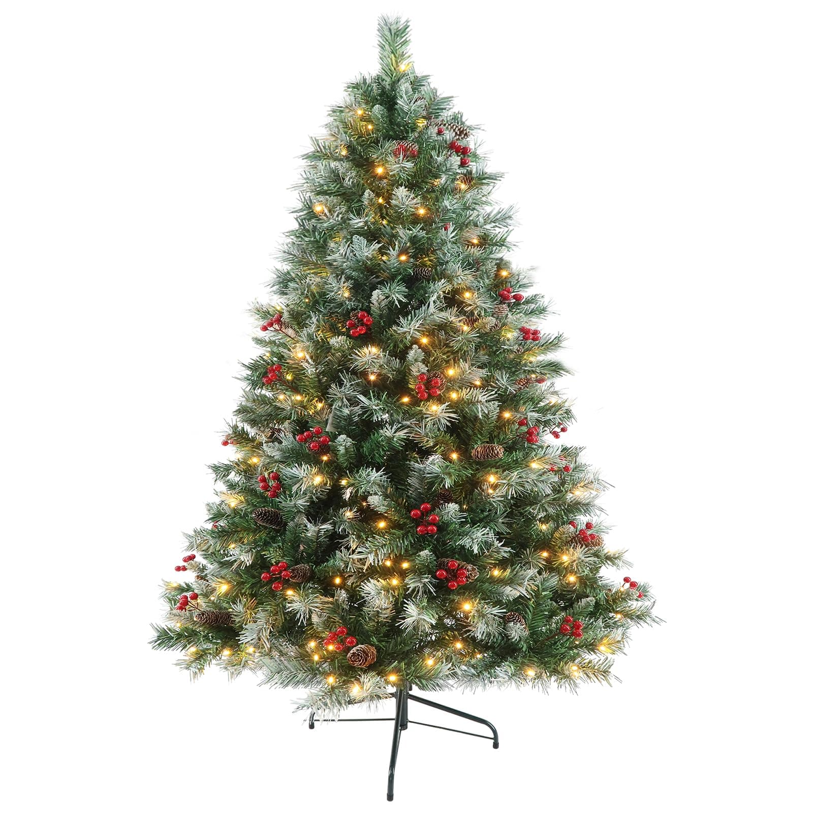 Prelit Christmas Tree with Lights 6ft - Premium Artificial Christmas Tree, with 874 Branch Tips and 250 Warm Lightsm, Support Automatique, Easy Assembly,Perfect Choice for Xmas Decorations Green 6ft