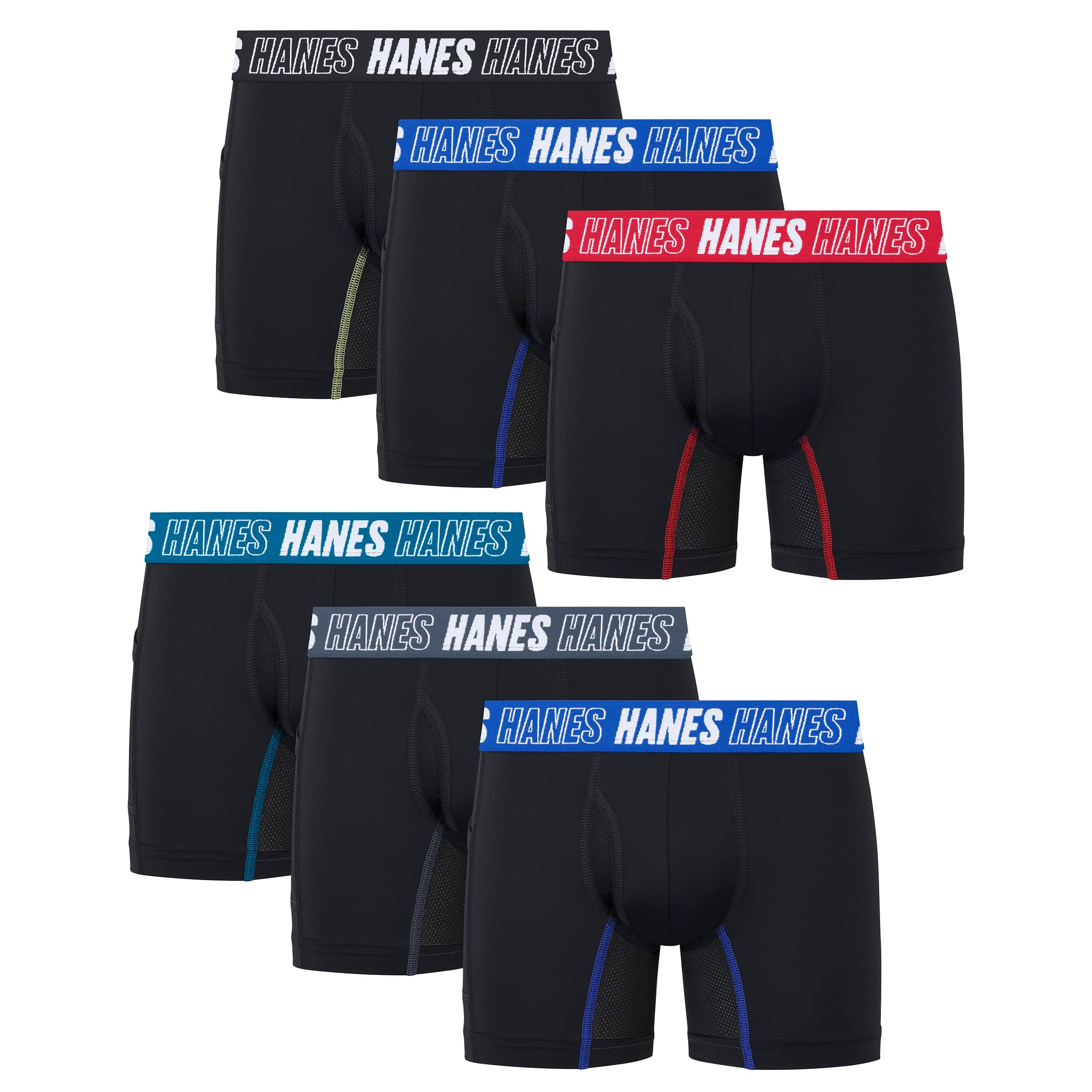 Hanes boys Moves Underwear, Anti-chafe Boxer Briefs for Boys, 6-pack Large Black- Regular Leg