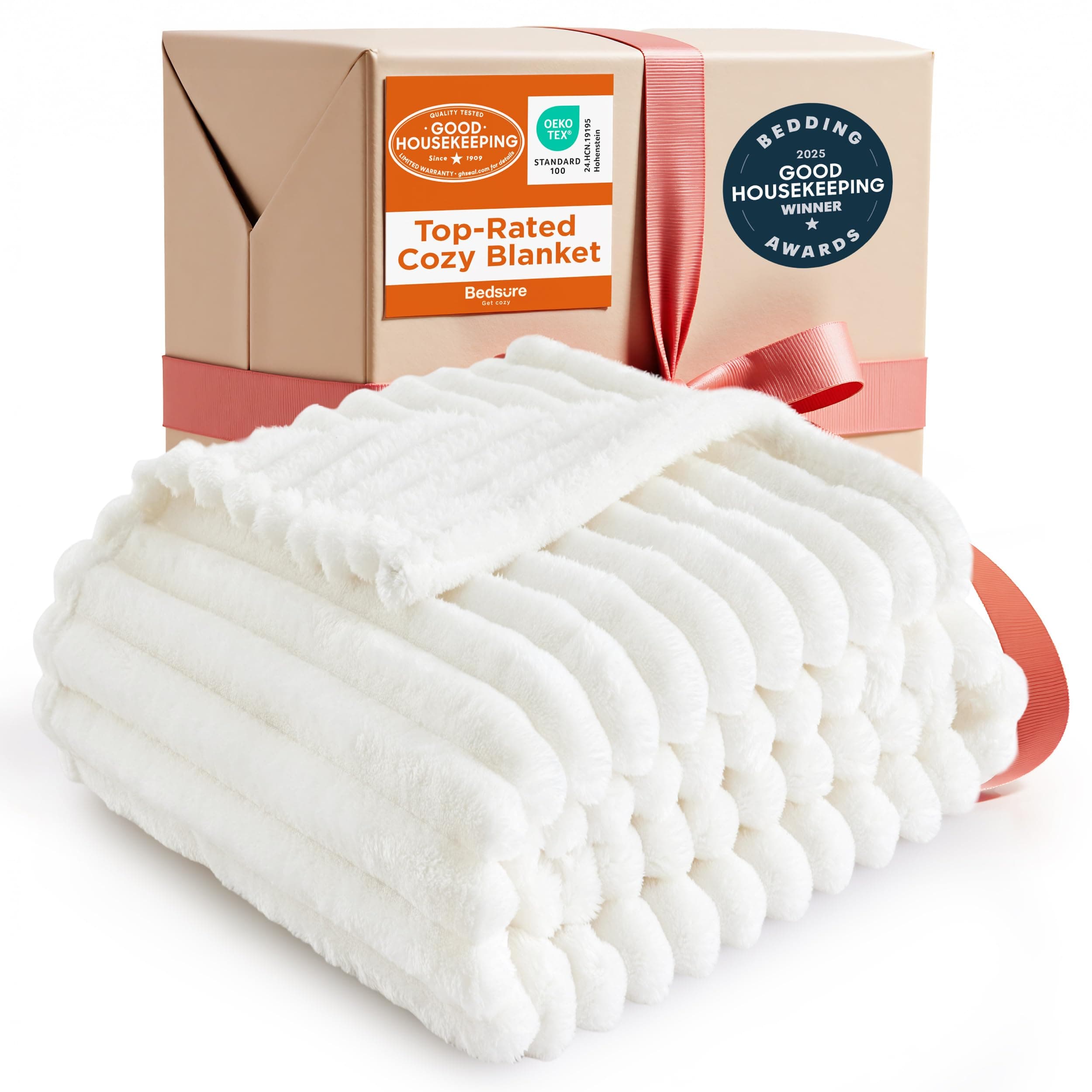 Bedsure GentleSoft White Throw Blanket for Couch - Soft Cozy Blankets for Women, Fluffy Fuzzy Fleece Throw for Girls, Birthday Gifts for Women Her, Room Home Boho Spring Decor, Off White, 50x60 Inches Off White Throw (50" x 60")