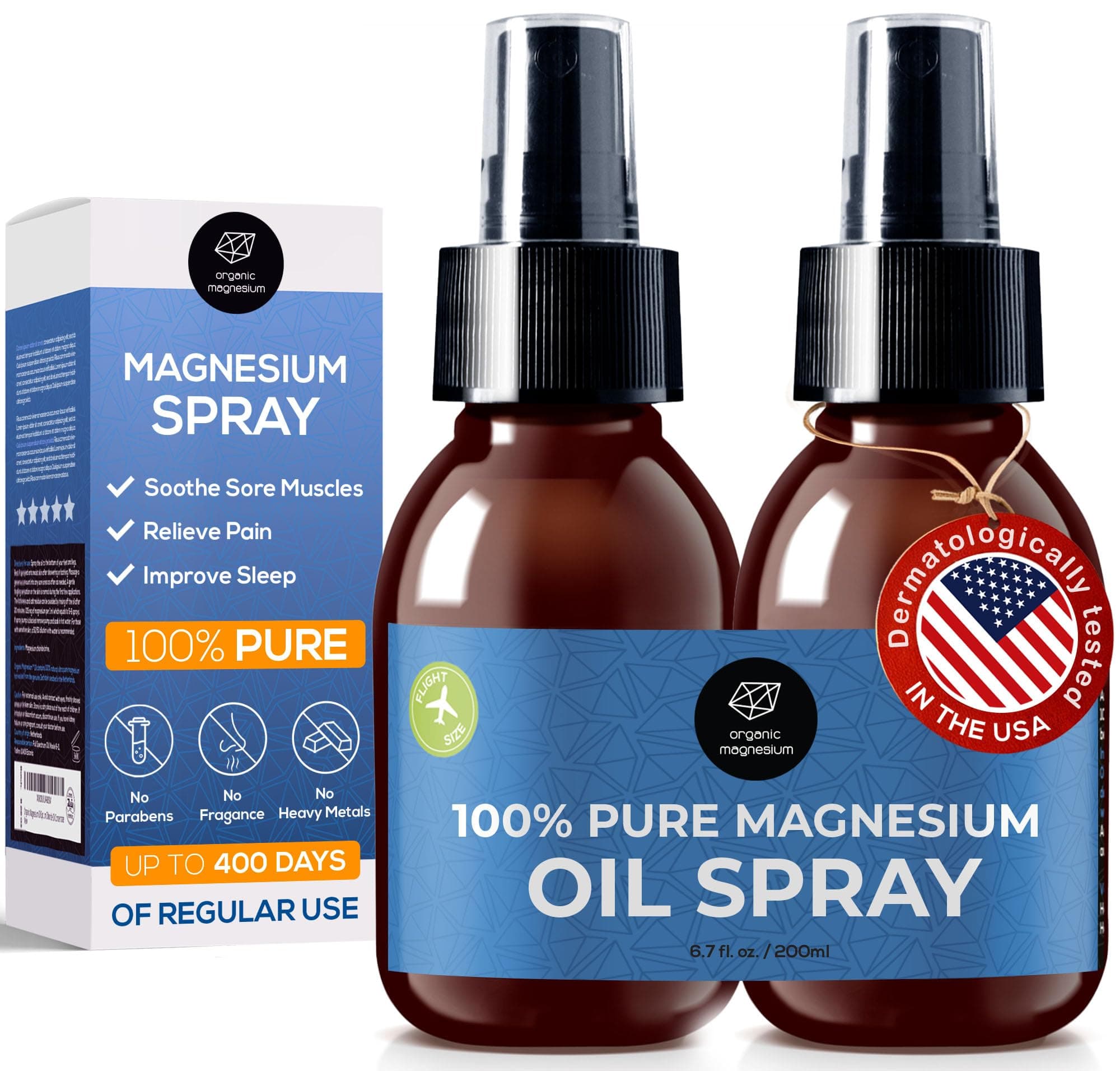 Magnesium Spray Oil - 100% Pure Topical Magnesium Chloride for Leg Cramps from Ancient Zechstein Seabed | Perfect for Sports, Relaxing & Sleep | for Adults & Kids (2X 3,33 oz)