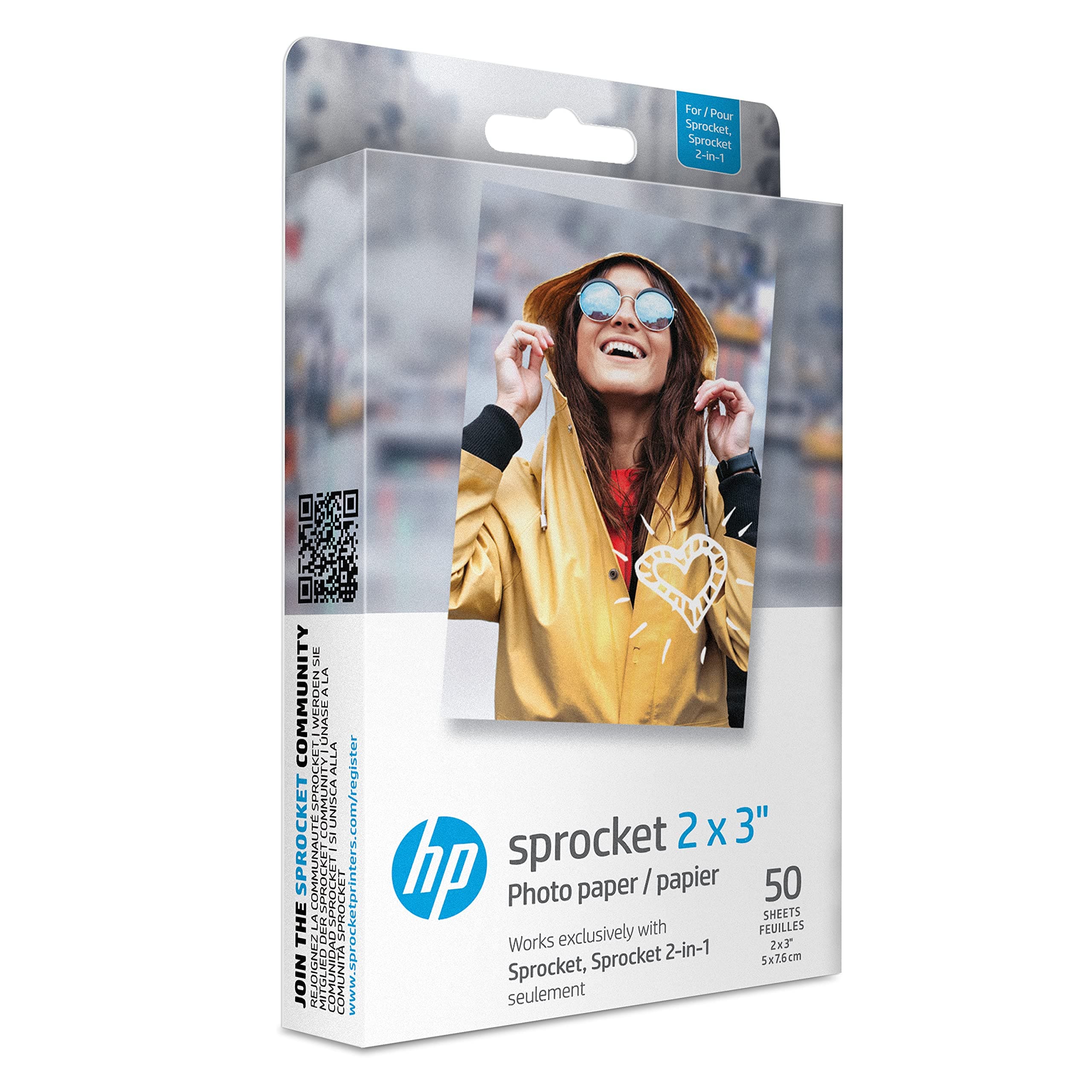 HP Sprocket 2x3" Premium Zink Sticky Back Photo Paper (50 Sheets) Compatible with HP Sprocket Photo Printers. 50 Pack Photo Paper