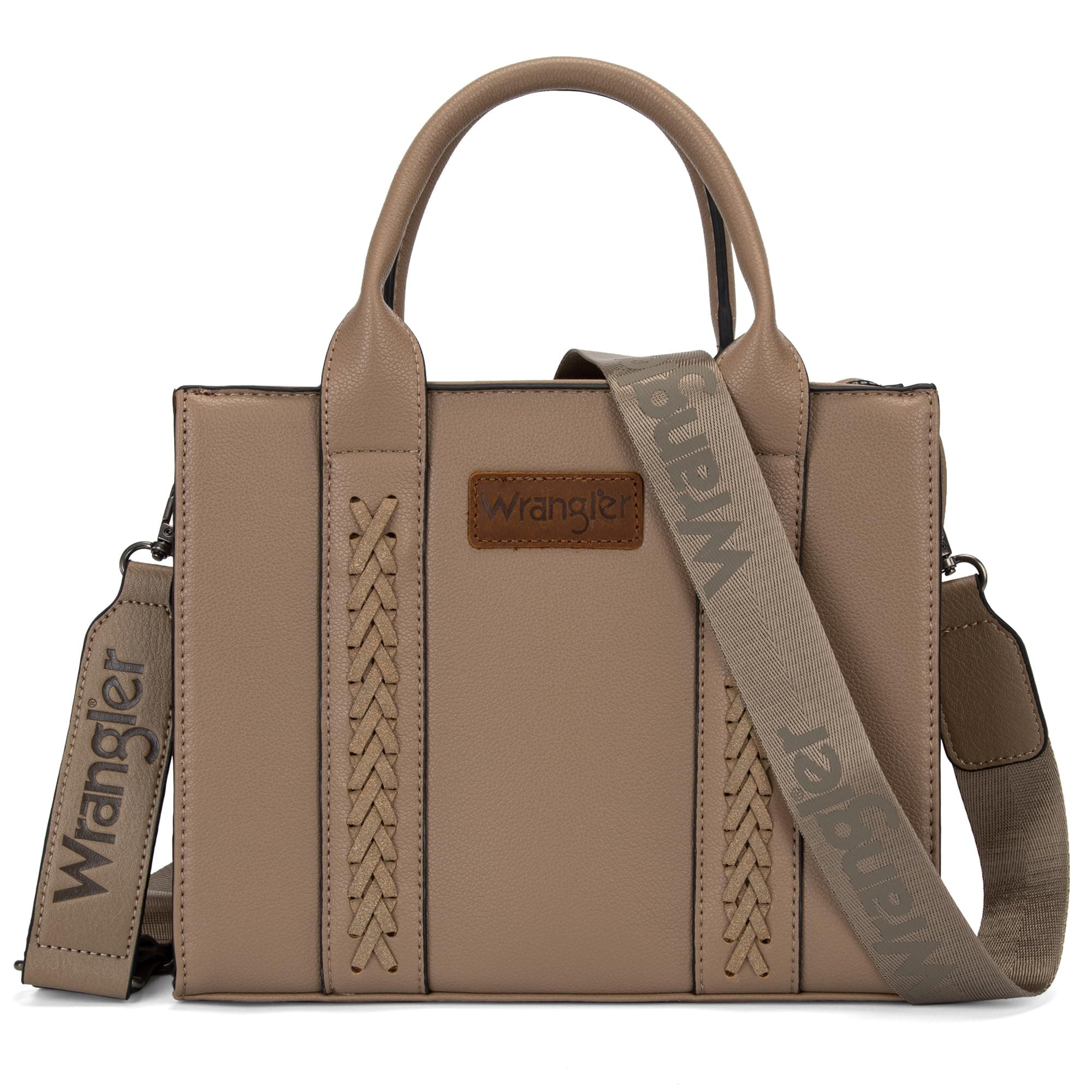 Wrangler Medium Tote Bag for Women Designer Satchel Handbags Top-handle Purses with Strap A-natural-khaki