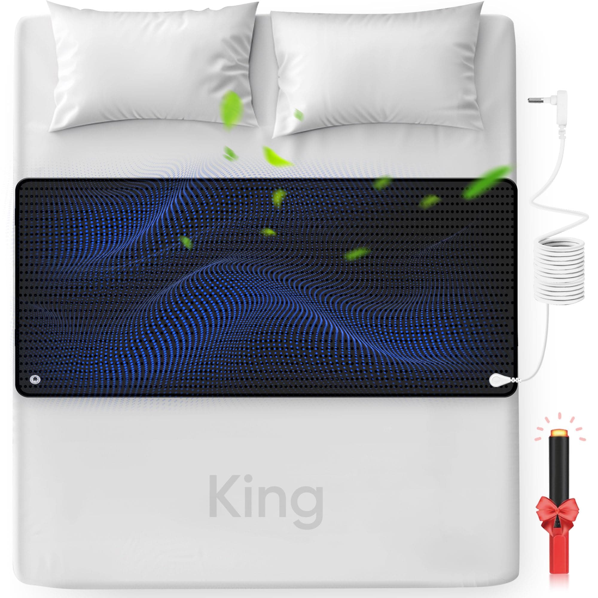 Grounding Mat for Bed, Enjoy The Grounding Effect Indoors, for Better Sleep, Pain and Stress Relief, Grounding Mat Set Comes with Grounding Cord Black King