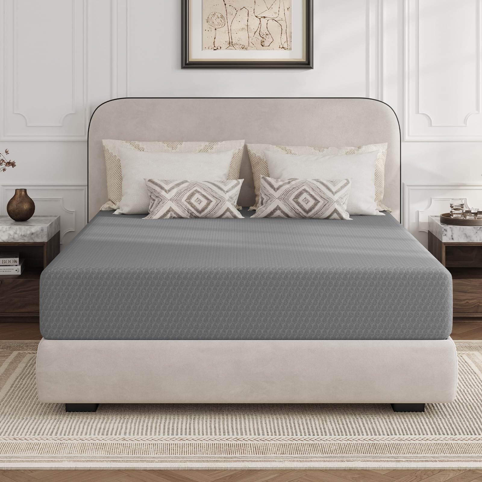 Novilla King Size Mattress, 12 Inch Memory Foam Mattress King for Cool Night Sleep & Pressure Relief, Thermally Balanced Foam Mattresses For Heat Dissipation, CertiPUR-US Certified Mattresses in a Box King (U.S. Standard) 12 Inch Grey
