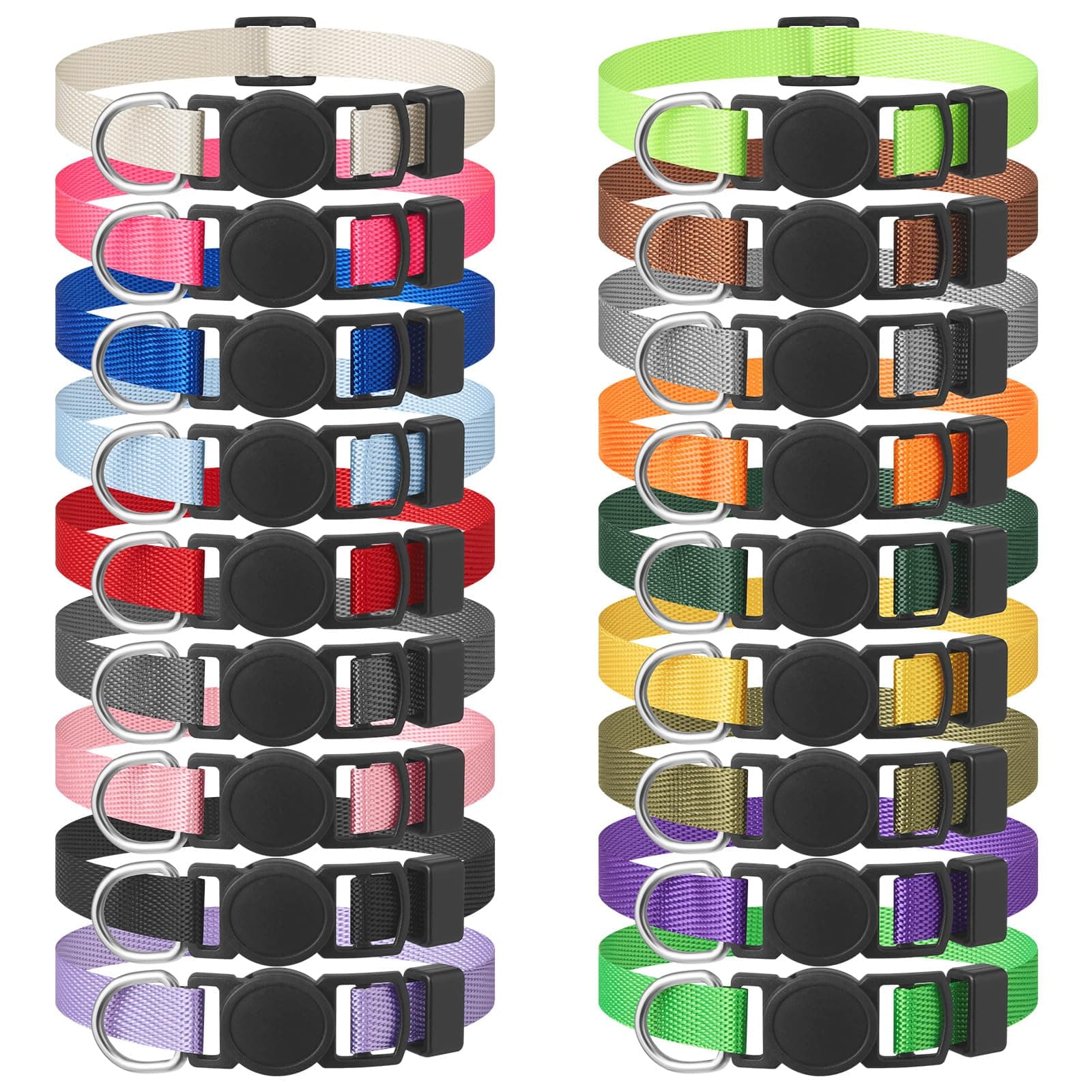 18 Pcs Breakaway Pet Collars,Safety Buckle for Puppy Collars and Kitten Collar,Nylon,Mixed Colors,Adjustable,Ideal for Girl Boy Pet Supplies,Stuff,Accessories(M) M(9''-12'')