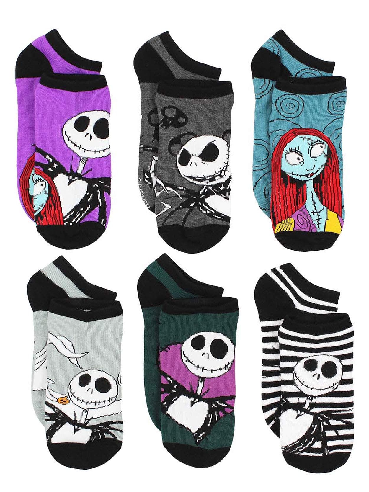 Disney Character Kids Adults 6 Pack Sock Set Large Purple