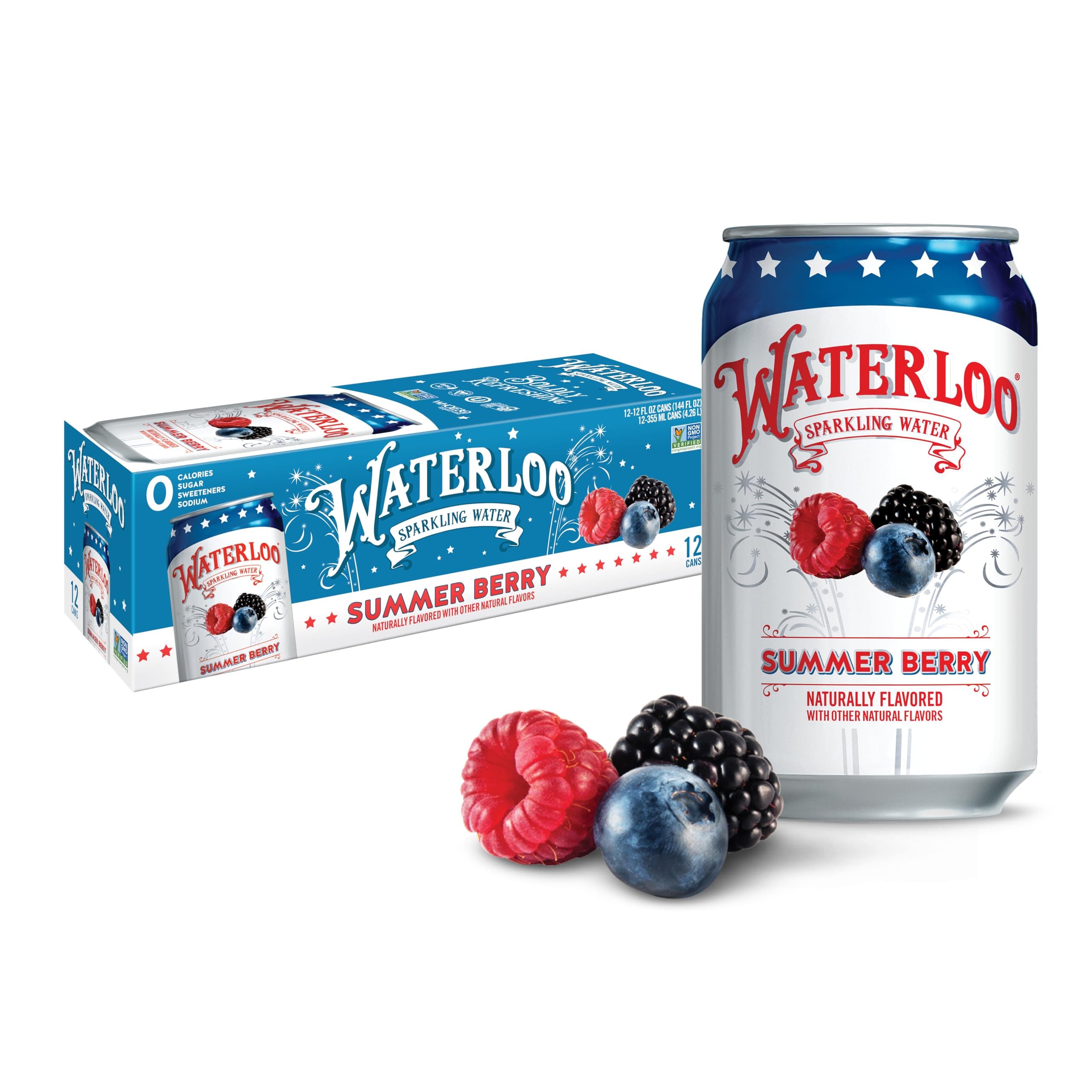 Waterloo Sparkling Water, Summer Berry Naturally Flavored, 12 Fl Oz Cans (Pack of 12) – Zero Calories and Zero Sugar or Sweeteners