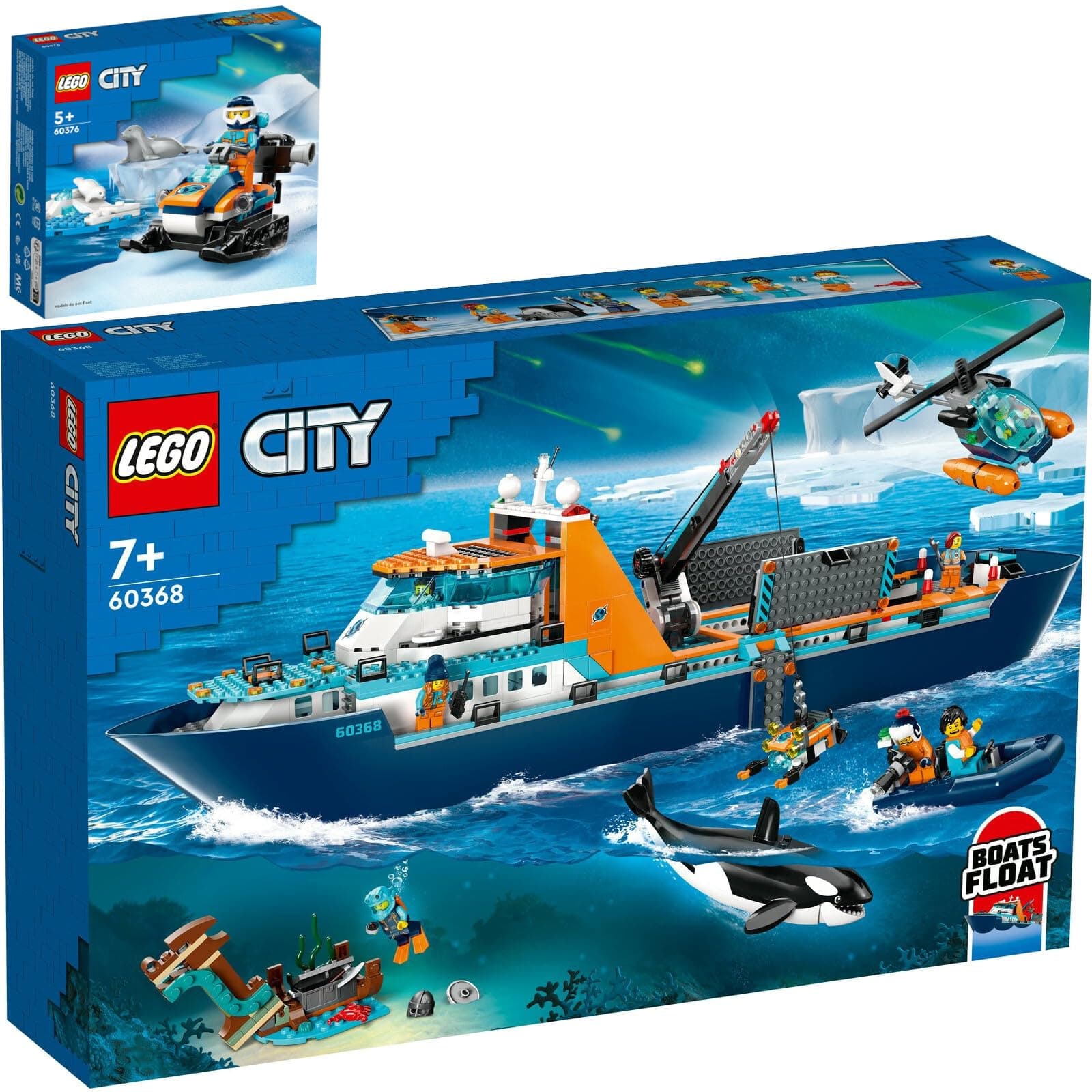 Lego City 60368 Arctic Research Ship & 60376 Arctic Snowmobile Set of 2