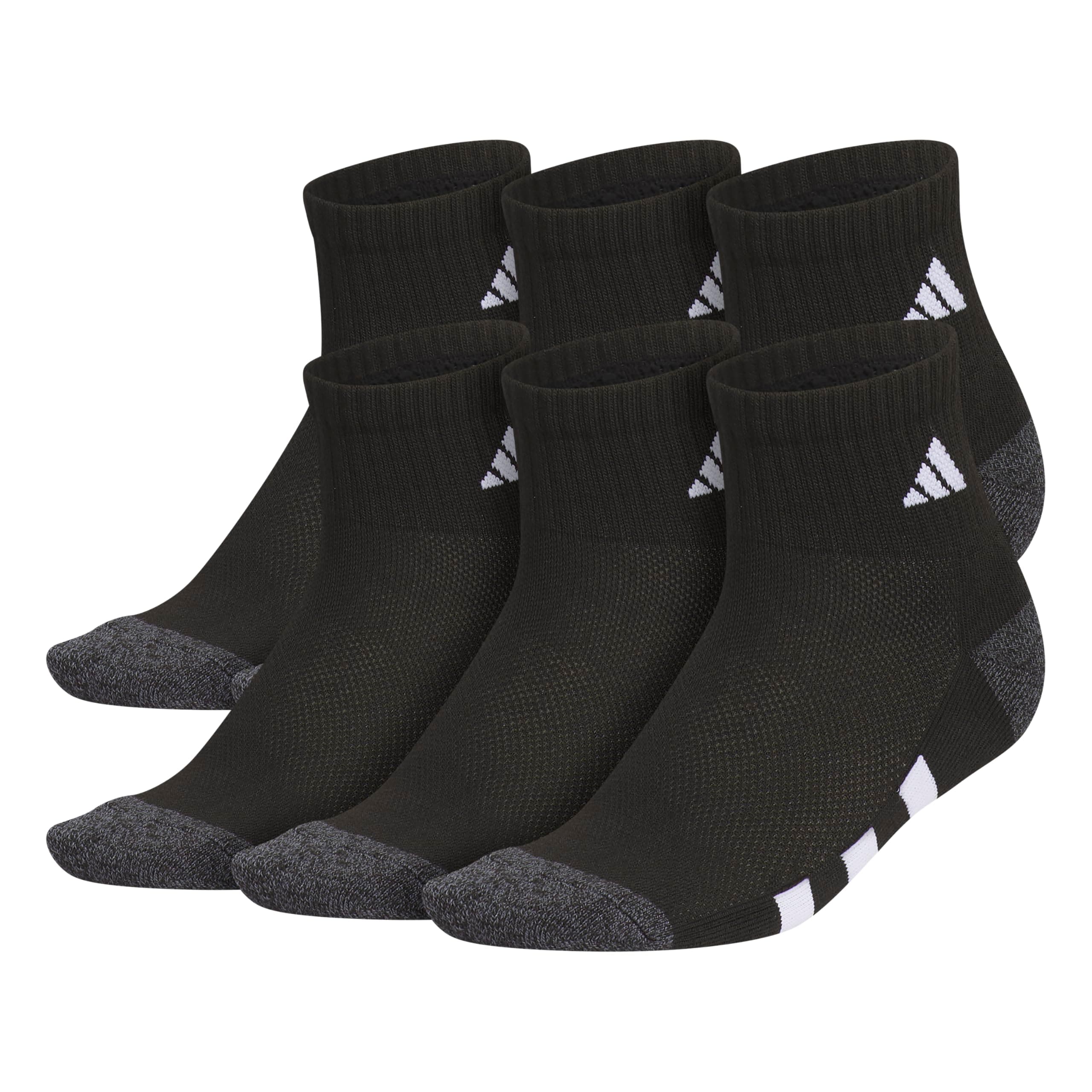 adidas Unisex Kids Quarter Ankle Socks for Boys and Girls Youth (6-Pack) Athletic Cushioned and Comfortable Medium Black/Onix Grey/White