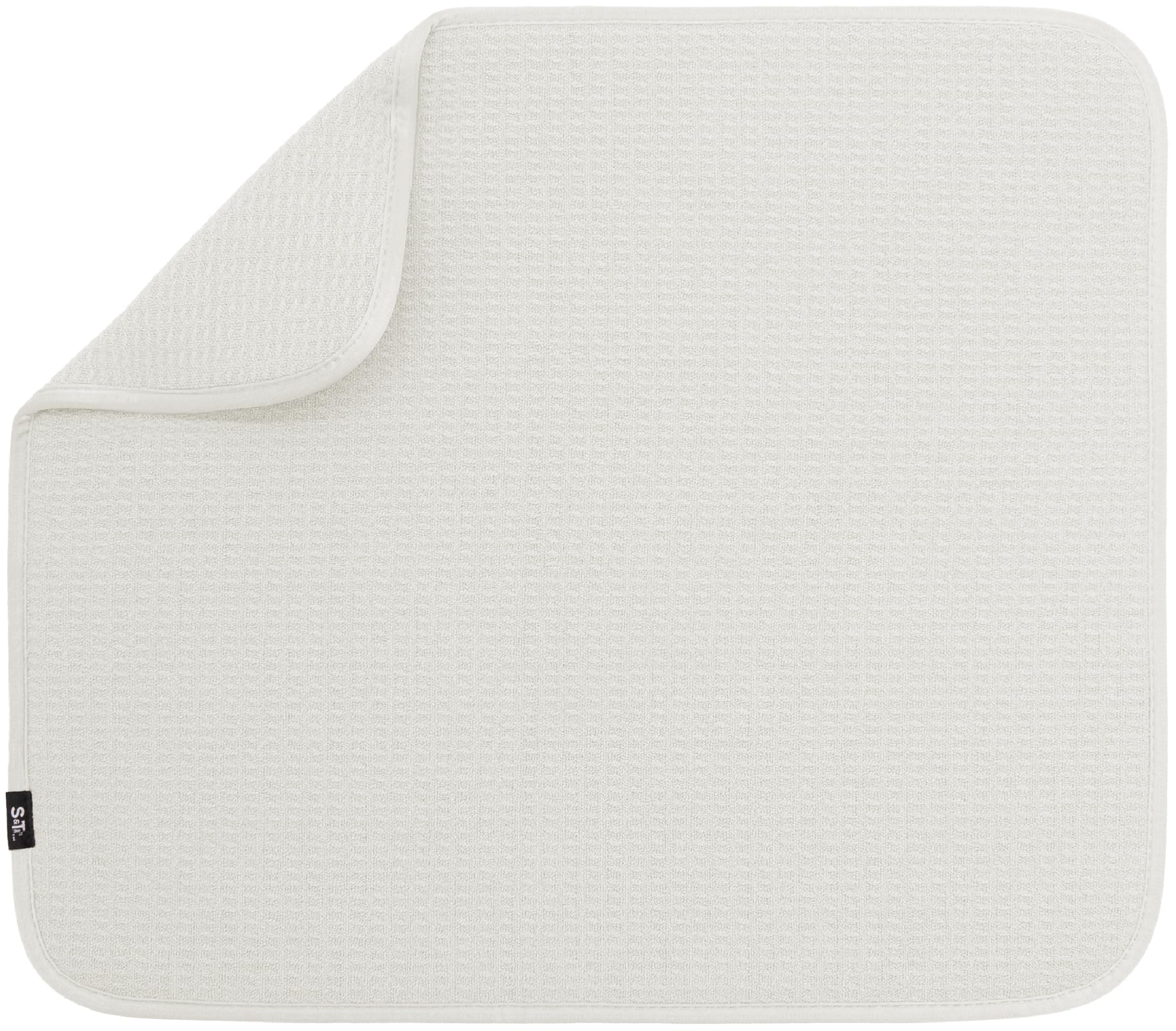 S&T INC. Dish Drying Mat, 16” x 18”, Absorbent Microfiber Kitchen Counter Mat, Dish Drying Pad for Dishes, Utensils, Pots and Pans, Large, Cream Cream 16" x 18"