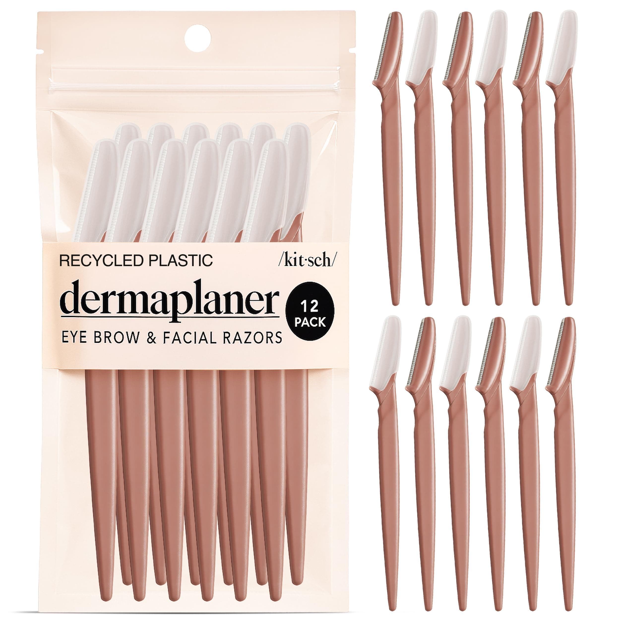 Kitsch Dermaplane Razor for Women Face – Face Razors for Women & Men, Eyebrow Trimmer & Face Shaver – Exfoliating Facial Razor & Skin Care Tool for Smoother Skin - Terracotta, 12 pcs 12 Count (Pack of 1) Terracotta