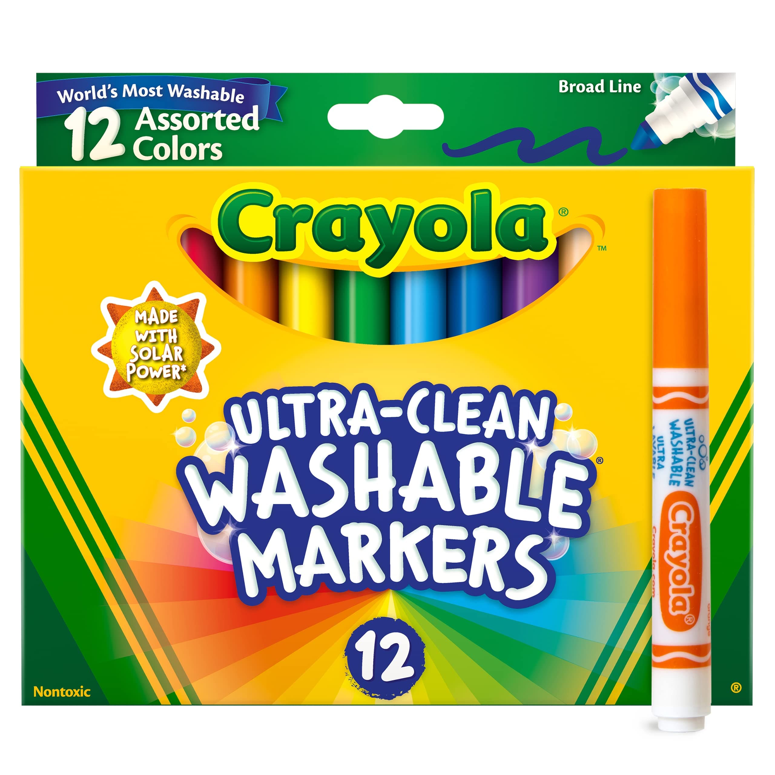 Crayola Broad Line Markers (12 Count), Washable Markers for Kids, Assorted Colors, Arts & Crafts Supplies, For Coloring Books & Art Projects, Ages 3+
